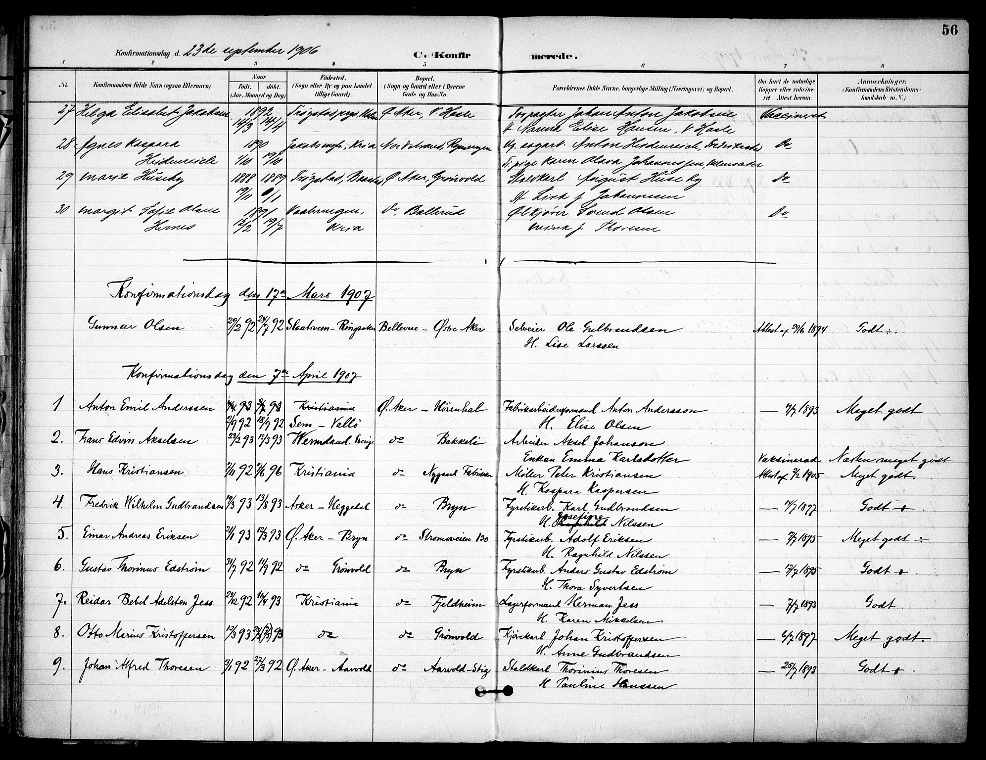 Østre Aker prestekontor Kirkebøker, SAO/A-10840/F/Fa/L0011: Parish register (official) no. I 11, 1895-1917, p. 56