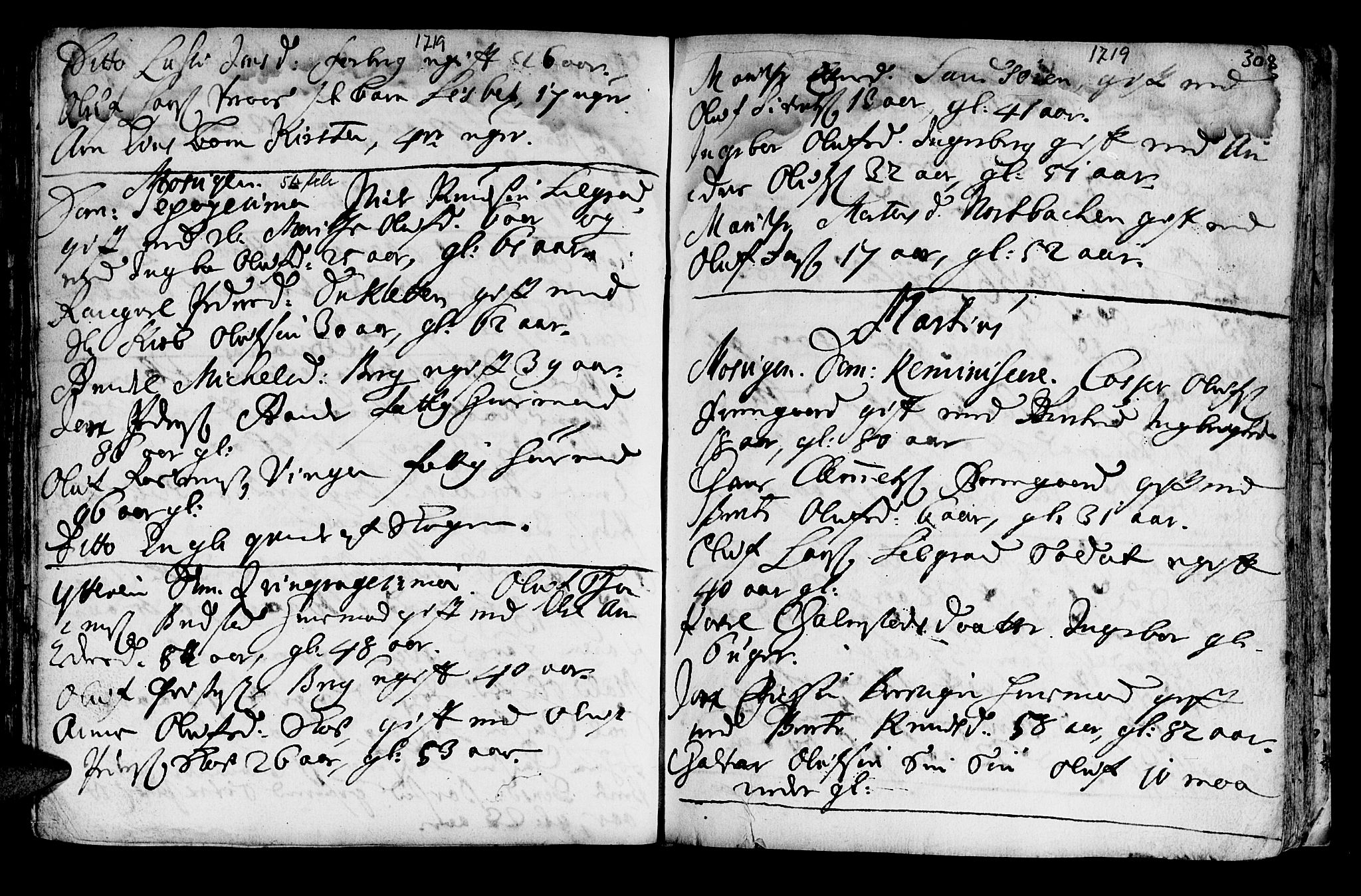 Ministerialprotokoller, klokkerbøker og fødselsregistre - Nord-Trøndelag, SAT/A-1458/722/L0215: Parish register (official) no. 722A02, 1718-1755, p. 308