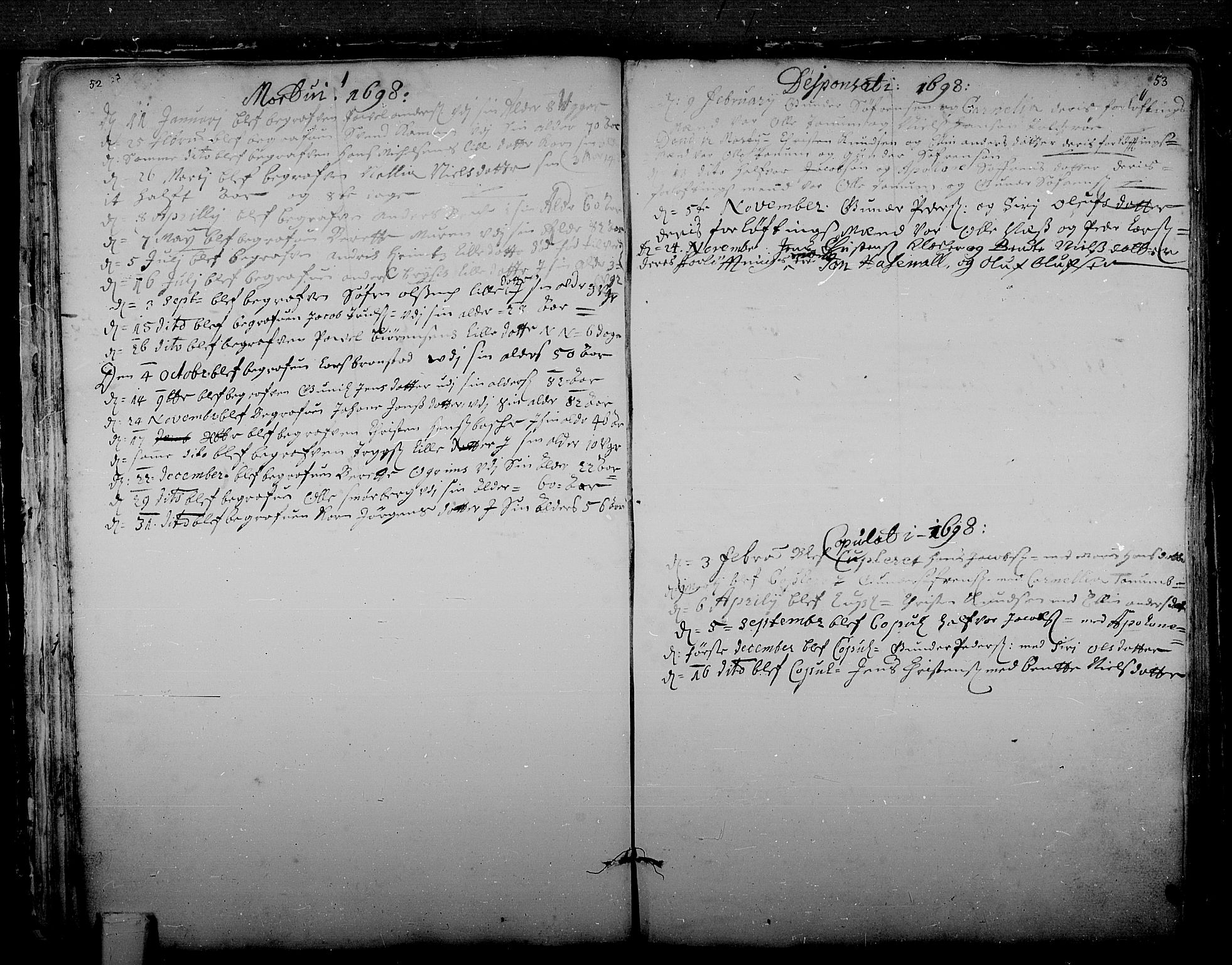 Tønsberg kirkebøker, AV/SAKO-A-330/F/Fa/L0001: Parish register (official) no. I 1, 1688-1760, p. 52-53