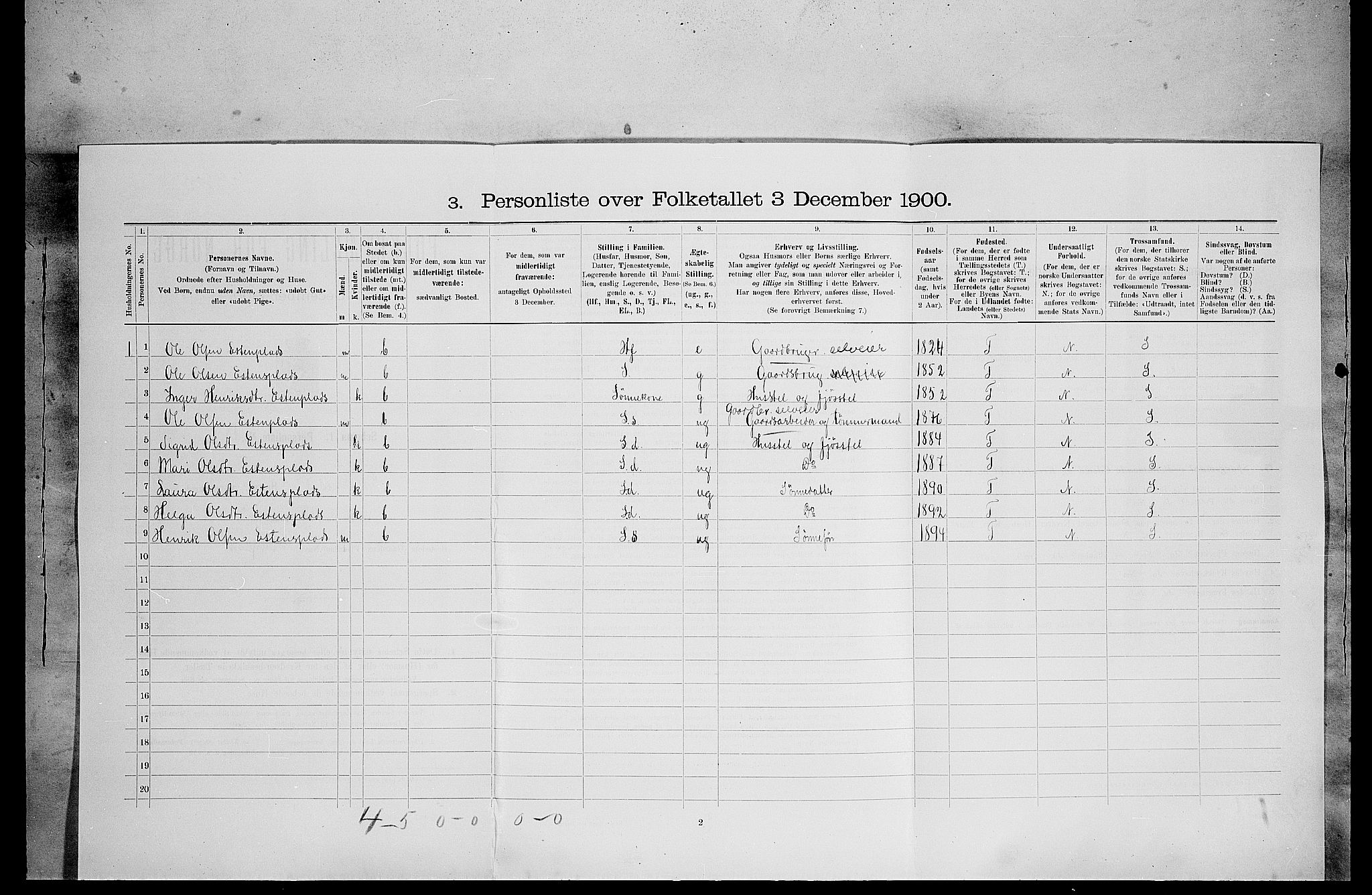 SAH, 1900 census for Lille Elvedalen, 1900, p. 674