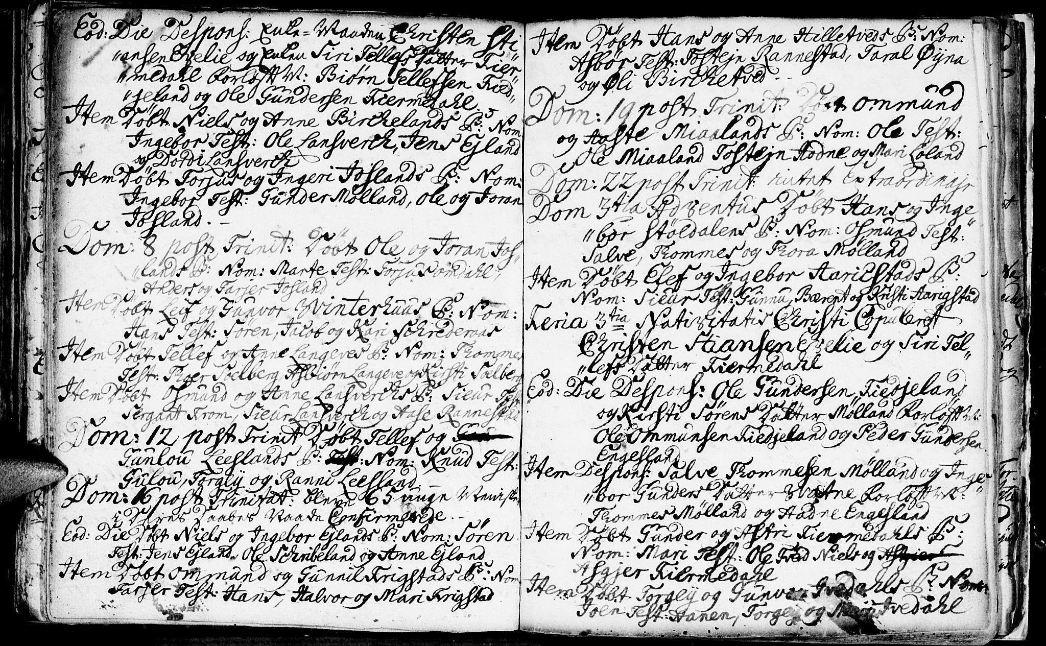 Evje sokneprestkontor, AV/SAK-1111-0008/F/Fa/Fac/L0001: Parish register (official) no. A 1, 1705-1764, p. 301-302