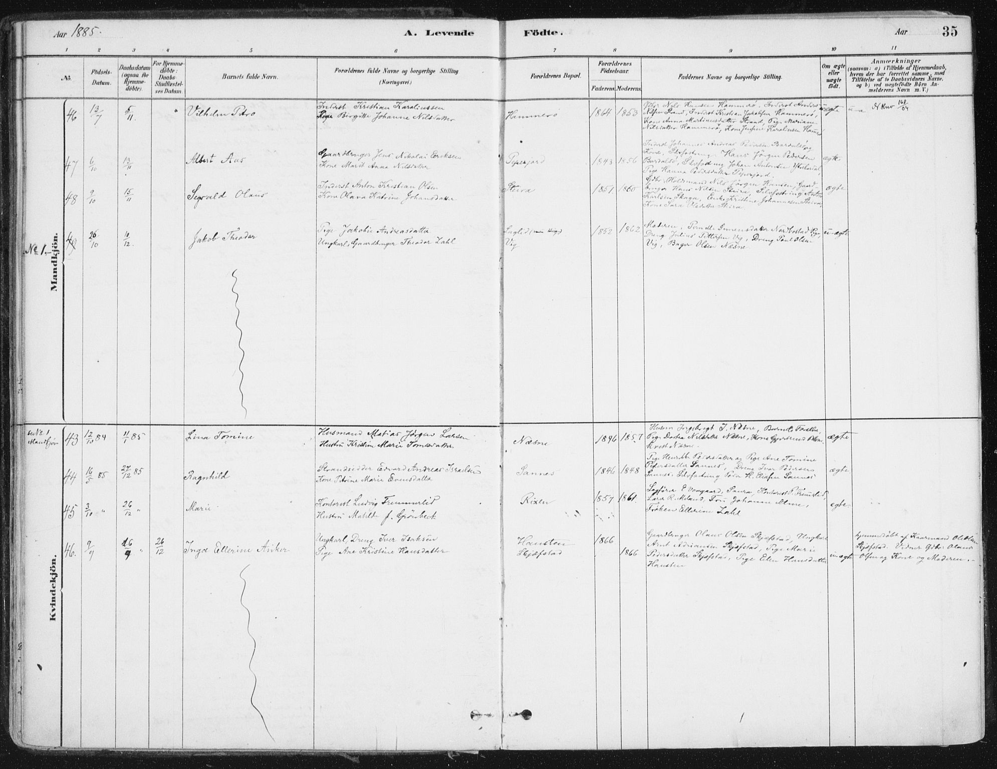 Ministerialprotokoller, klokkerbøker og fødselsregistre - Nordland, SAT/A-1459/838/L0552: Parish register (official) no. 838A10, 1880-1910, p. 35