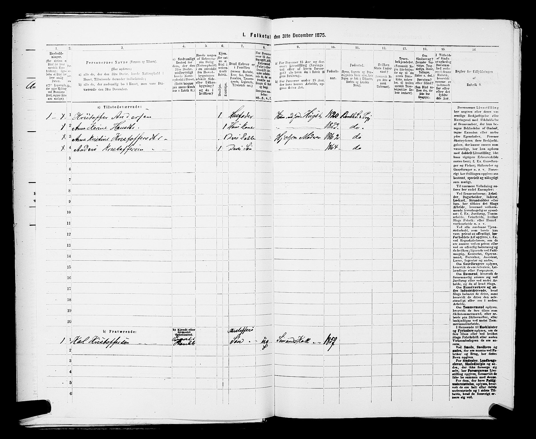 SAKO, 1875 census for 0814L Bamble/Bamble, 1875, p. 933