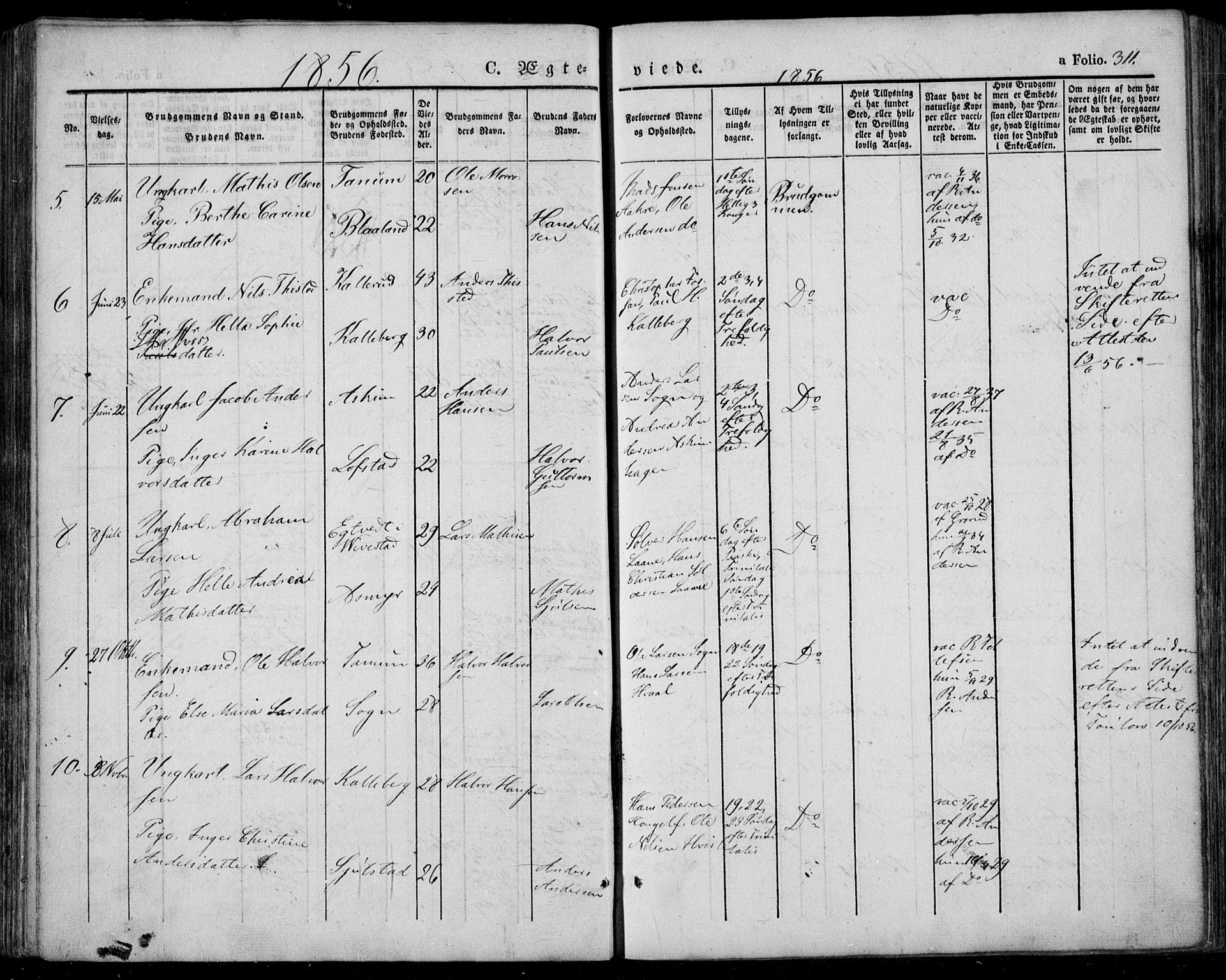 Lardal kirkebøker, SAKO/A-350/F/Fa/L0006: Parish register (official) no. I 6, 1835-1860, p. 311