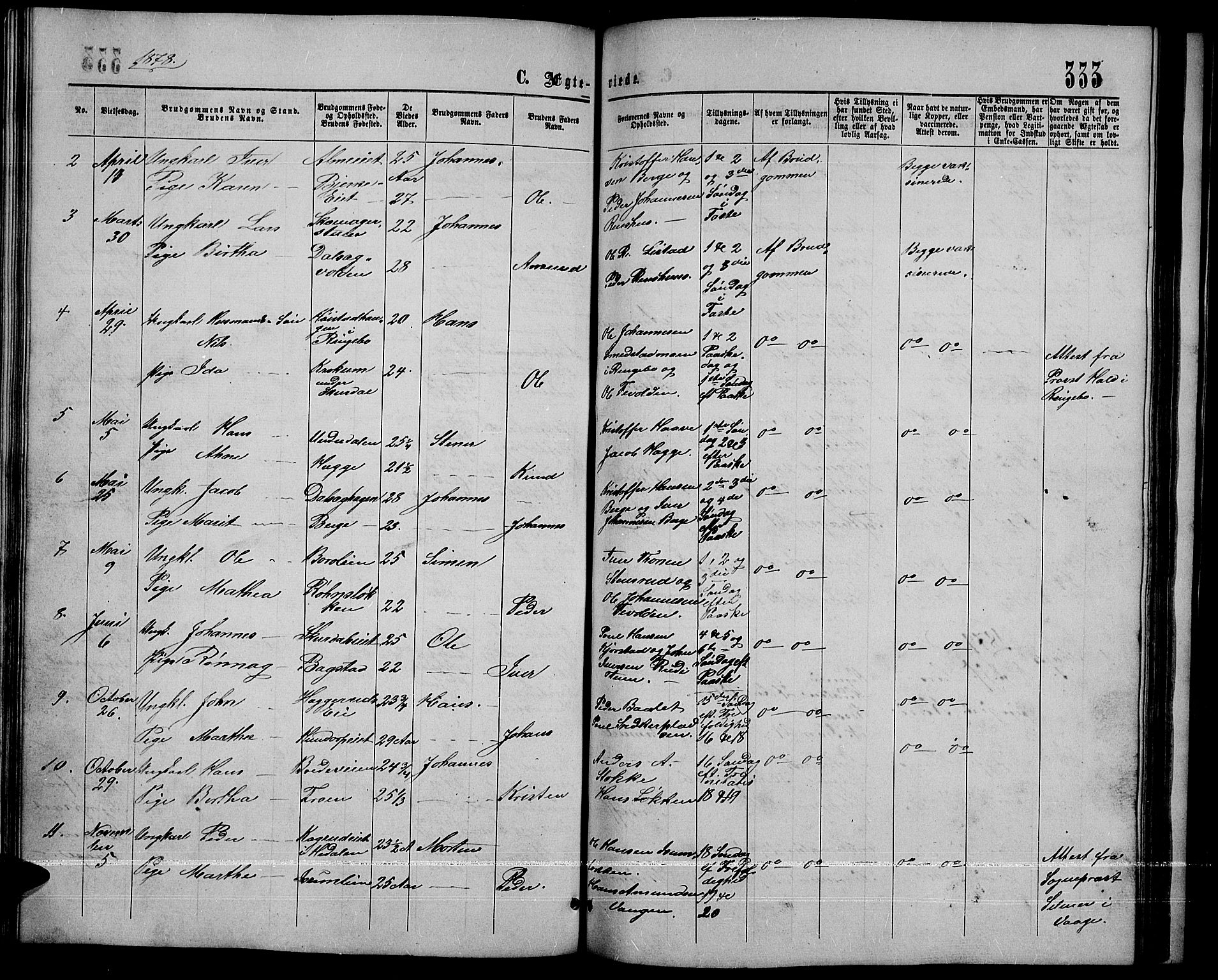 Sør-Fron prestekontor, SAH/PREST-010/H/Ha/Hab/L0002: Parish register (copy) no. 2, 1864-1883, p. 333