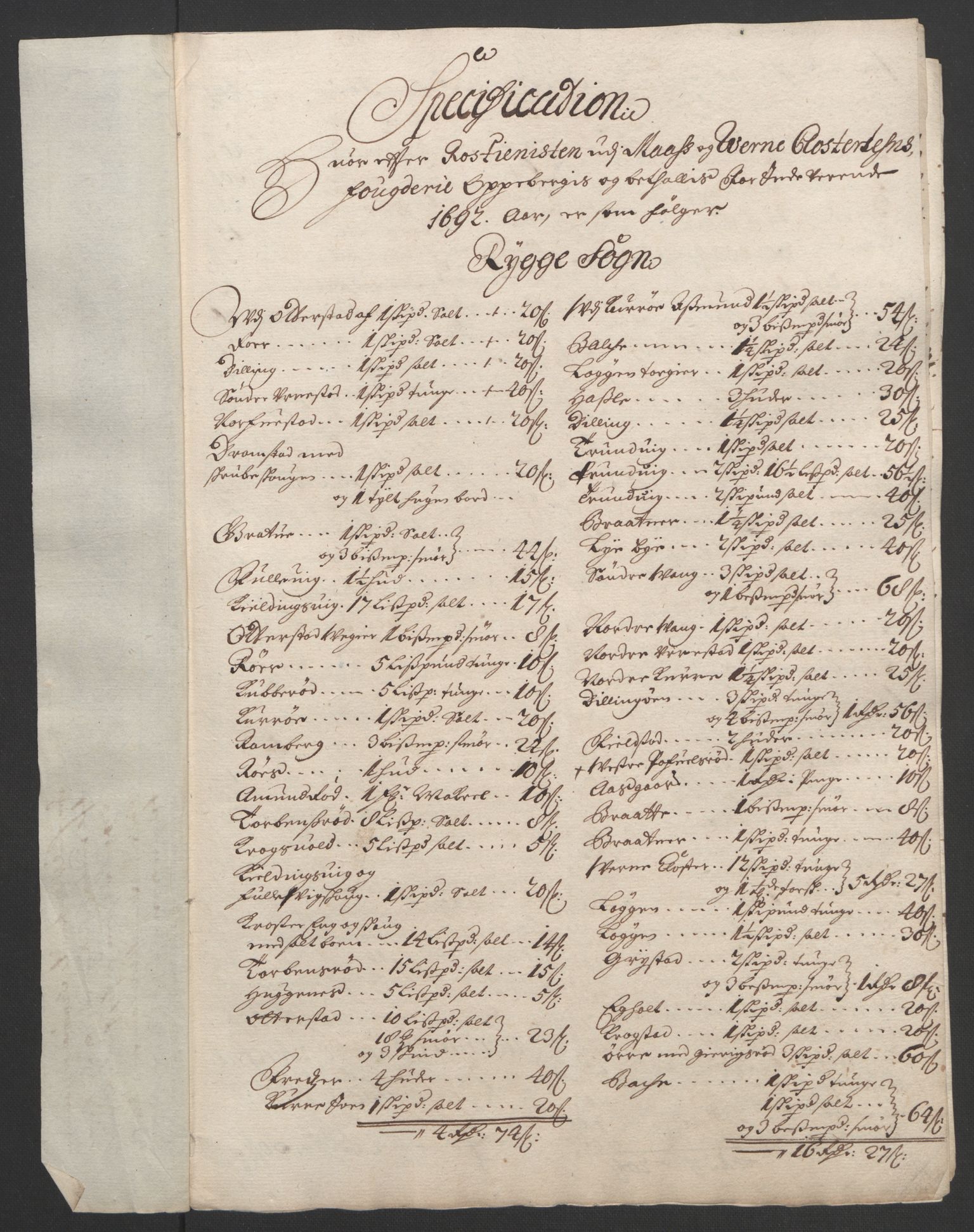 Rentekammeret inntil 1814, Reviderte regnskaper, Fogderegnskap, RA/EA-4092/R02/L0108: Fogderegnskap Moss og Verne kloster, 1692-1693, p. 125