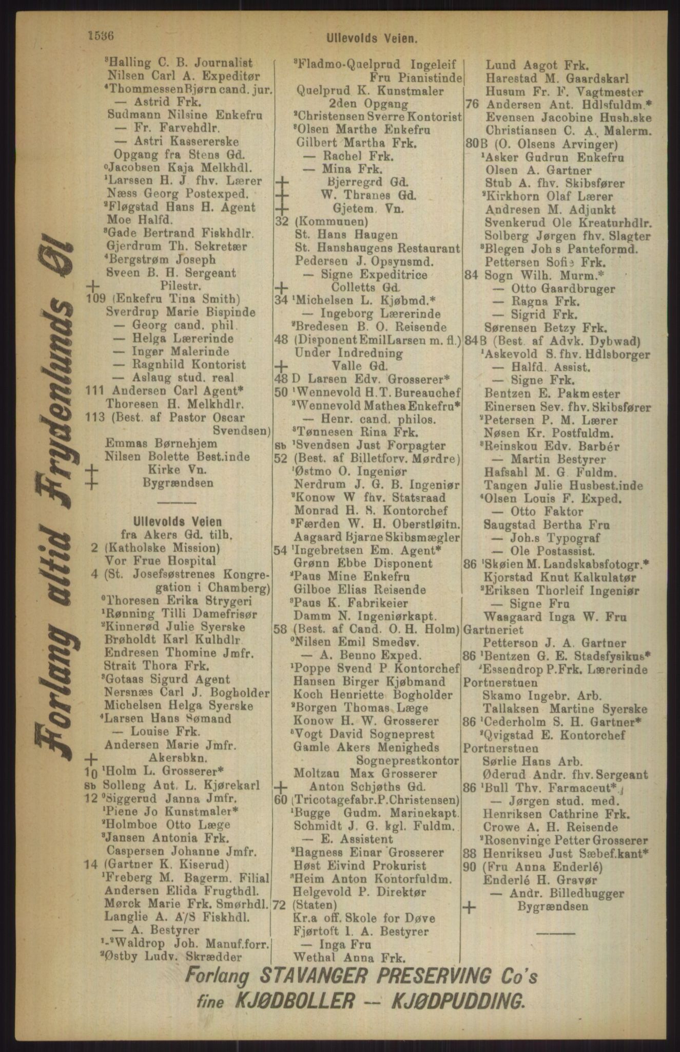 Kristiania/Oslo adressebok, PUBL/-, 1911, p. 1536