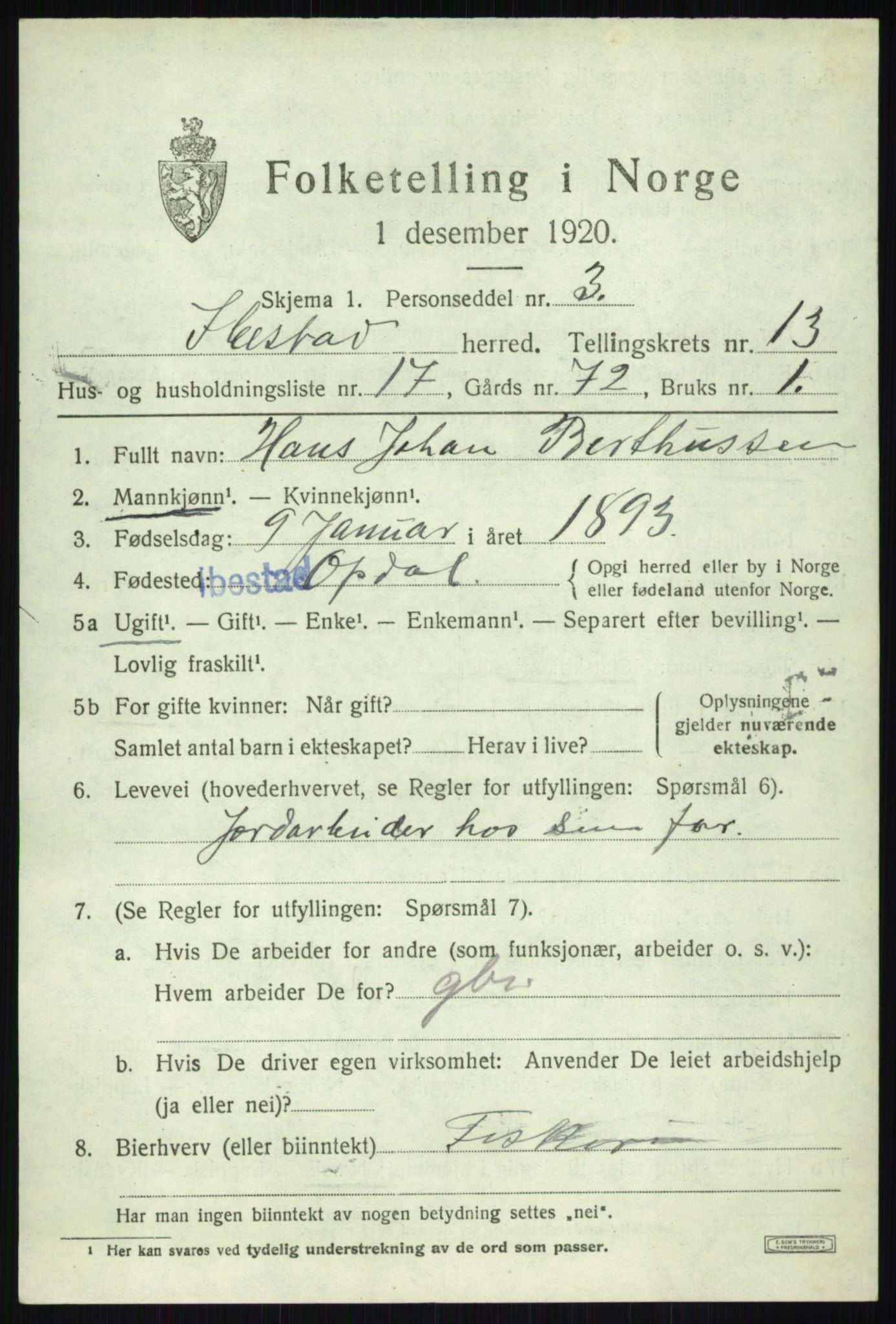 SATØ, 1920 census for Ibestad, 1920, p. 6987