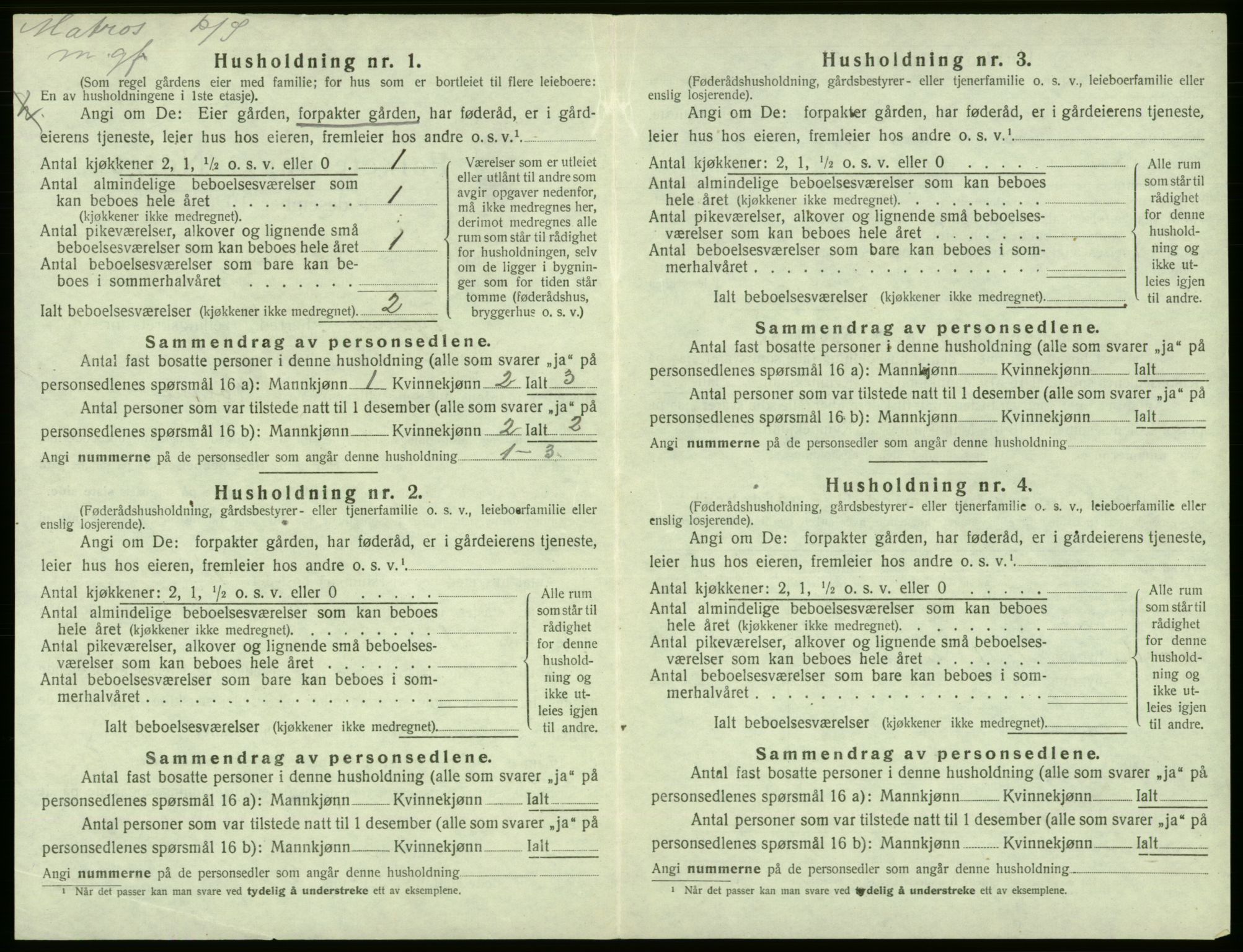 SAB, 1920 census for Tysnes, 1920, p. 158