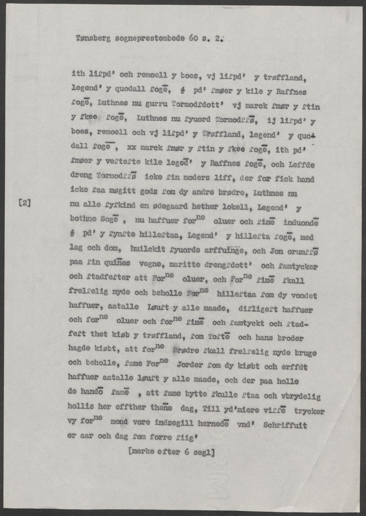 Riksarkivets diplomsamling, AV/RA-EA-5965/F15/L0022: Prestearkiv - Vestfold, 1573-1670, p. 80