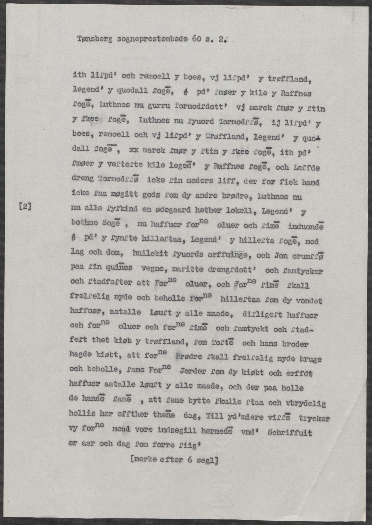 Riksarkivets diplomsamling, RA/EA-5965/F15/L0022: Prestearkiv - Vestfold, 1573-1670, p. 80