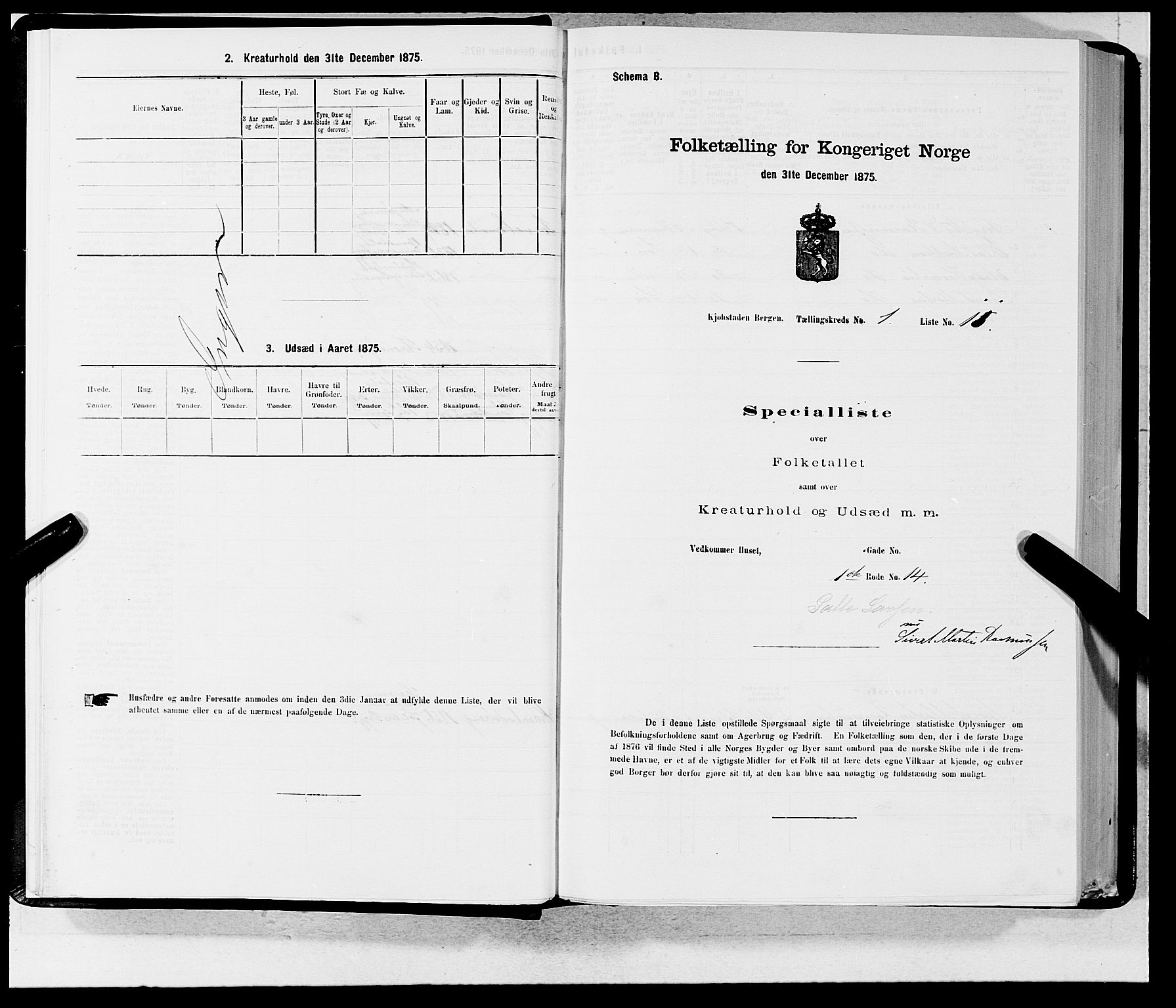 SAB, 1875 census for 1301 Bergen, 1875, p. 23