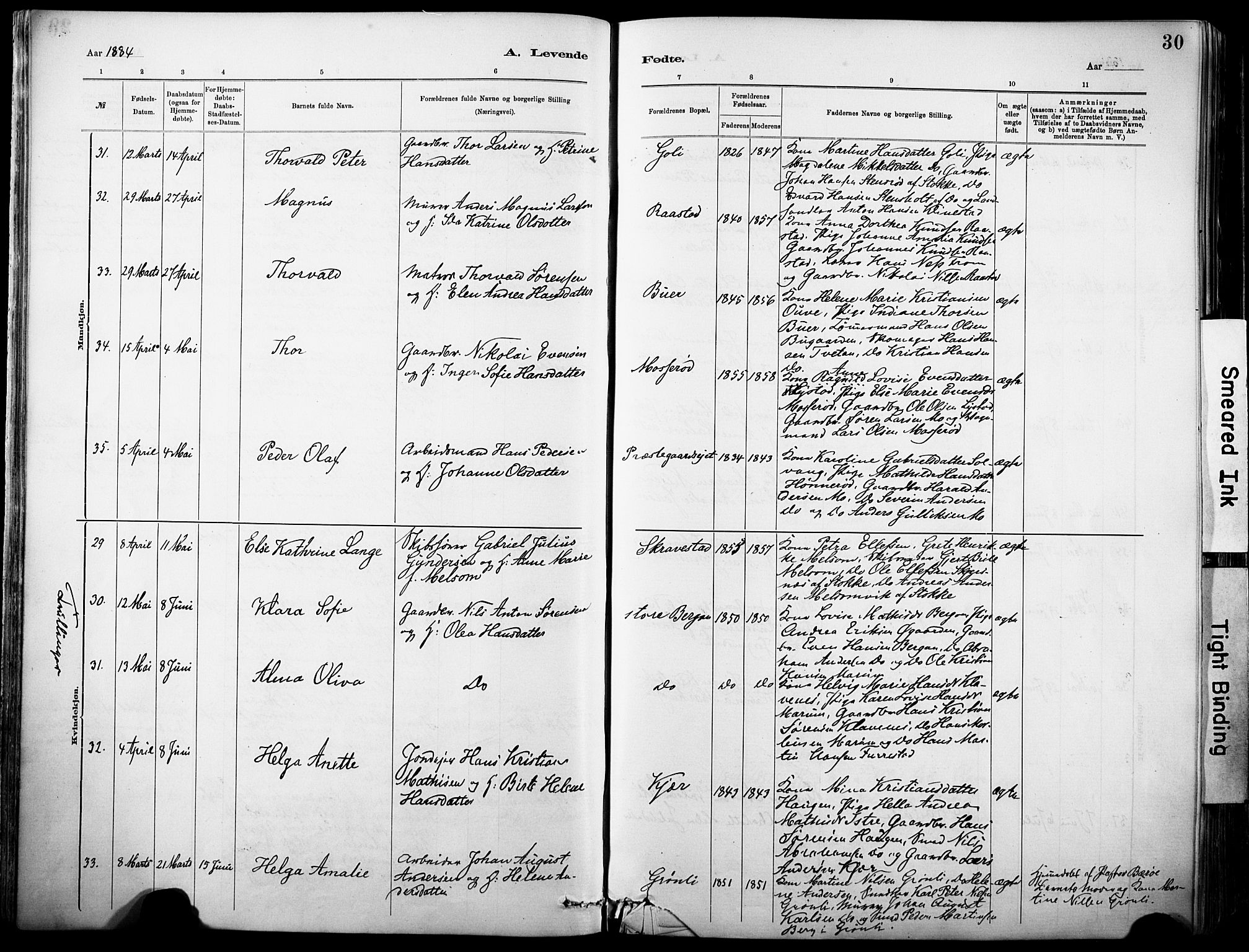 Sandar kirkebøker, SAKO/A-243/F/Fa/L0012: Parish register (official) no. 12, 1883-1895, p. 30