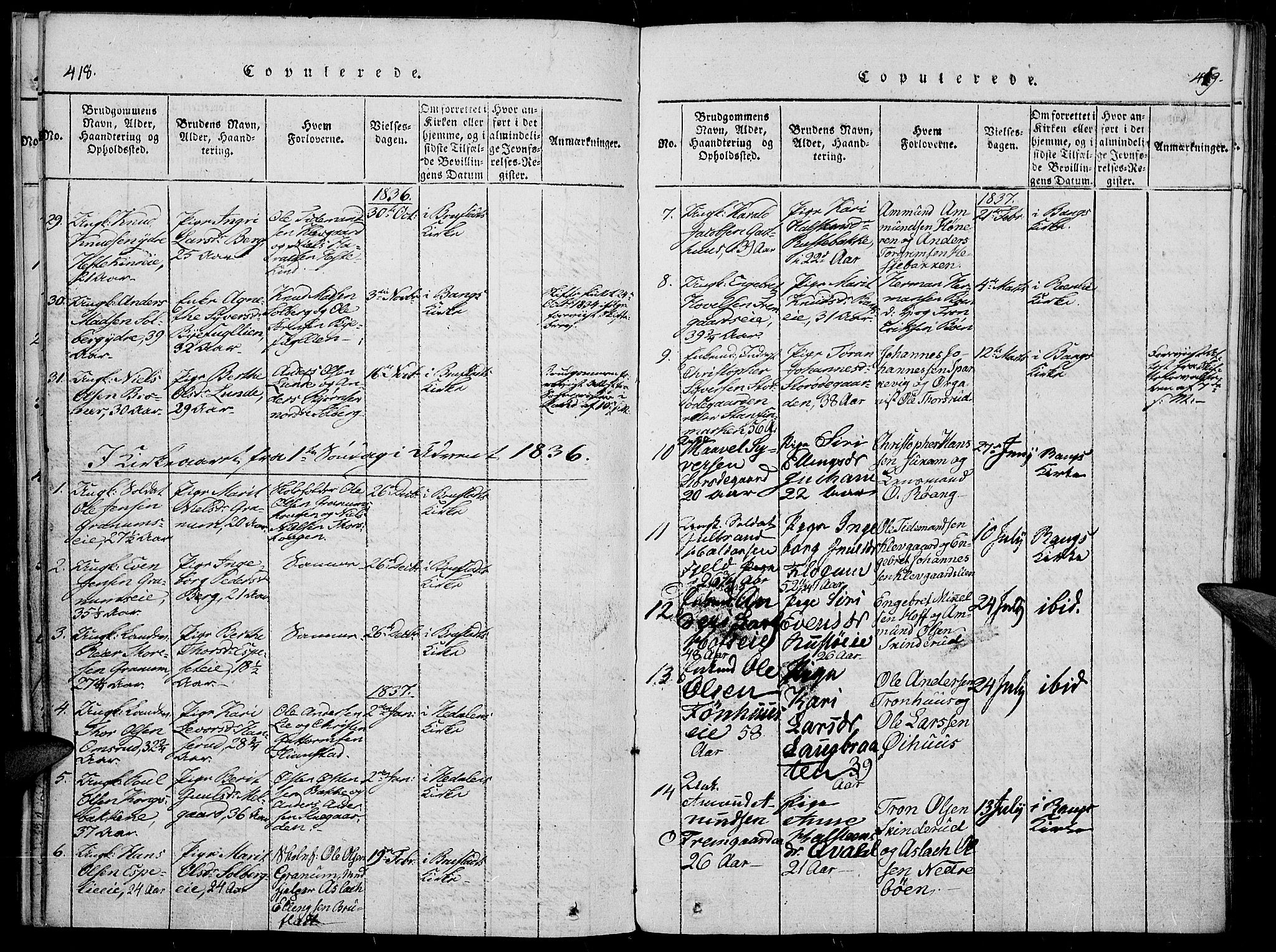 Sør-Aurdal prestekontor, SAH/PREST-128/H/Ha/Haa/L0003: Parish register (official) no. 3, 1825-1840, p. 418-419