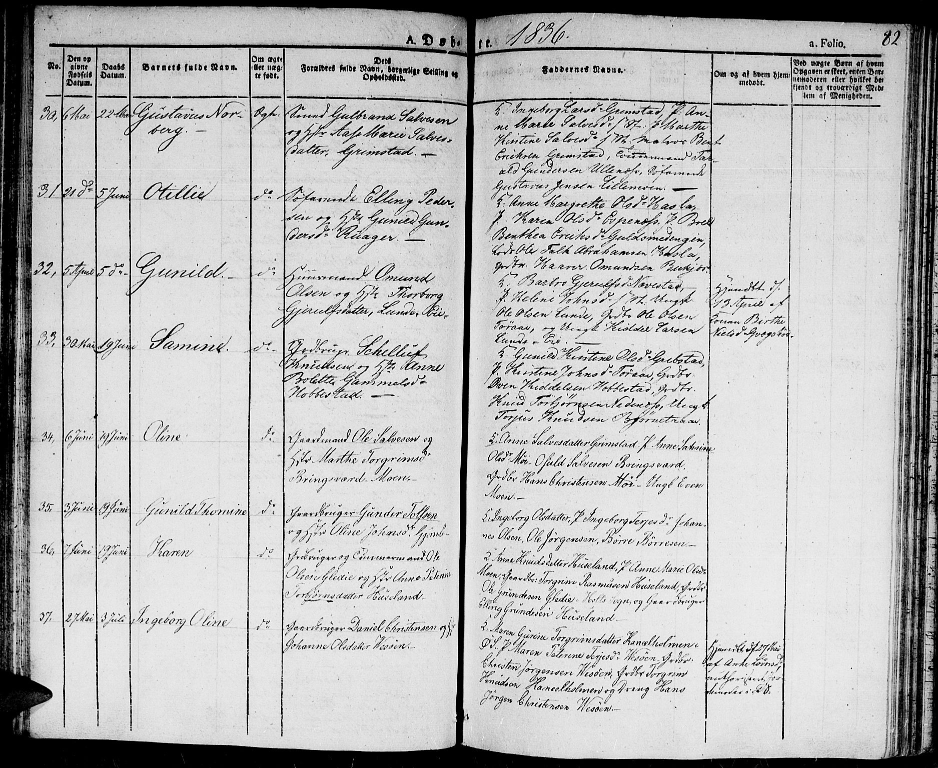 Fjære sokneprestkontor, SAK/1111-0011/F/Fa/L0002: Parish register (official) no. A 2, 1827-1839, p. 82