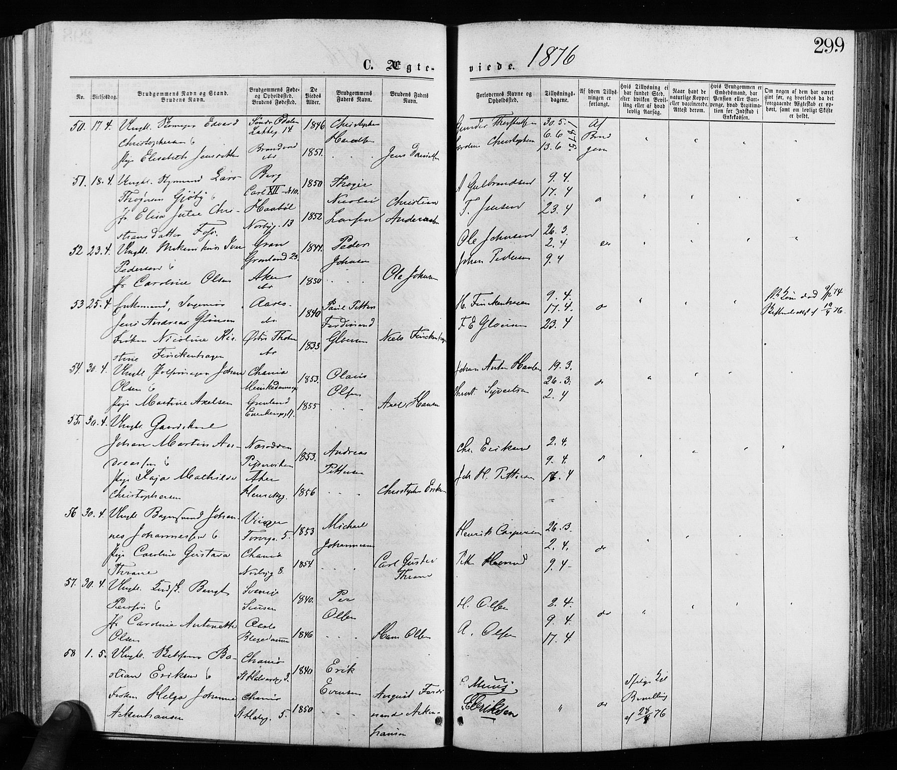 Grønland prestekontor Kirkebøker, AV/SAO-A-10848/F/Fa/L0005: Parish register (official) no. 5, 1869-1880, p. 299