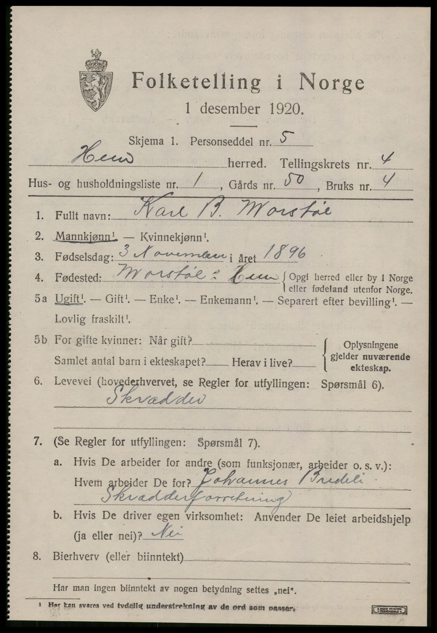 SAT, 1920 census for Hen, 1920, p. 1892