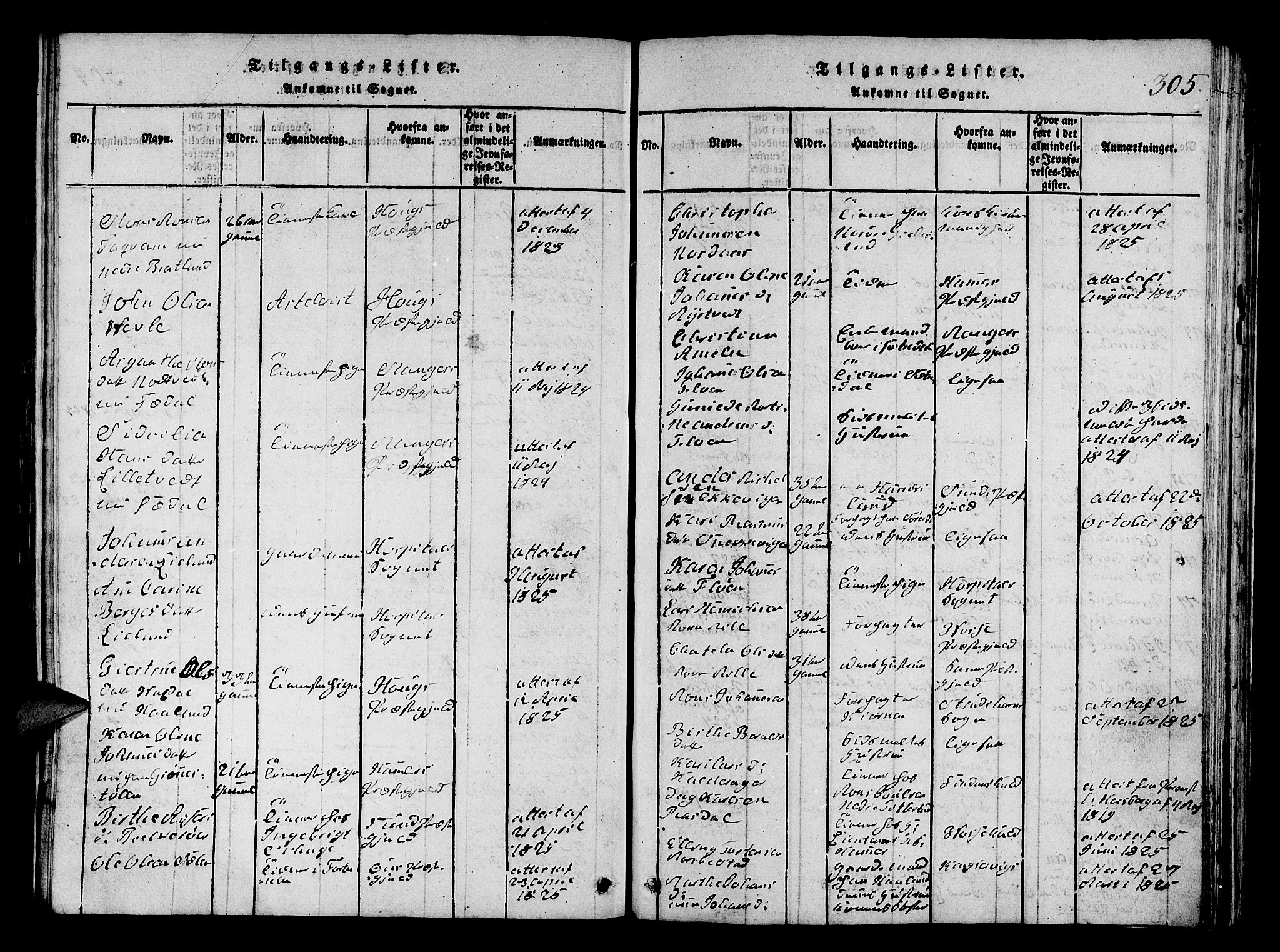 Fana Sokneprestembete, AV/SAB-A-75101/H/Hab/Haba/L0001: Parish register (copy) no. A 1, 1816-1836, p. 305