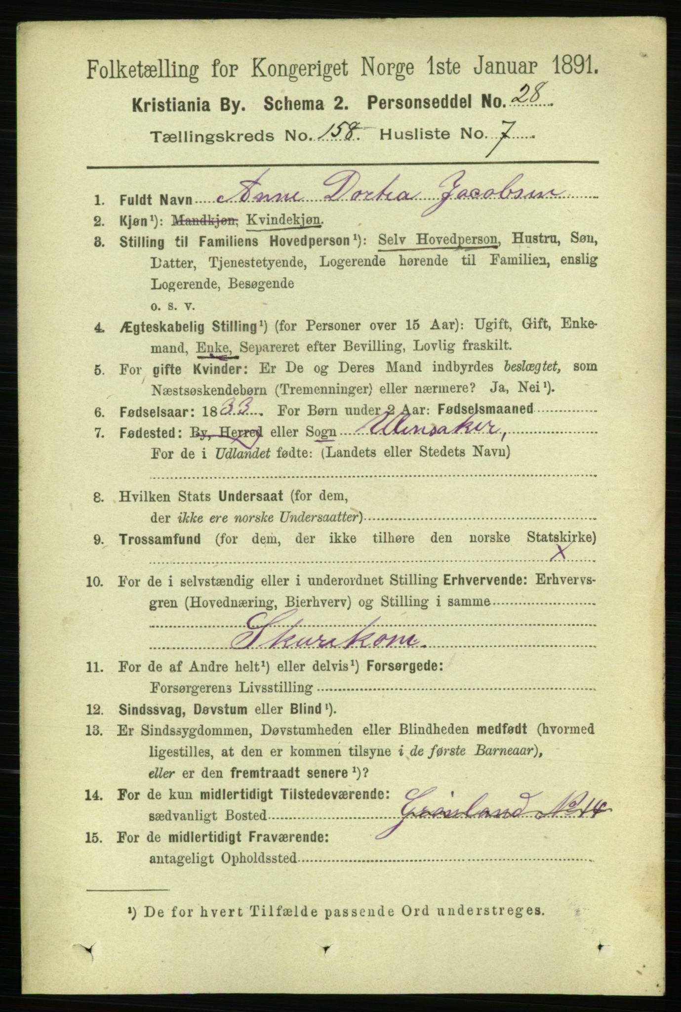 RA, 1891 census for 0301 Kristiania, 1891, p. 89899