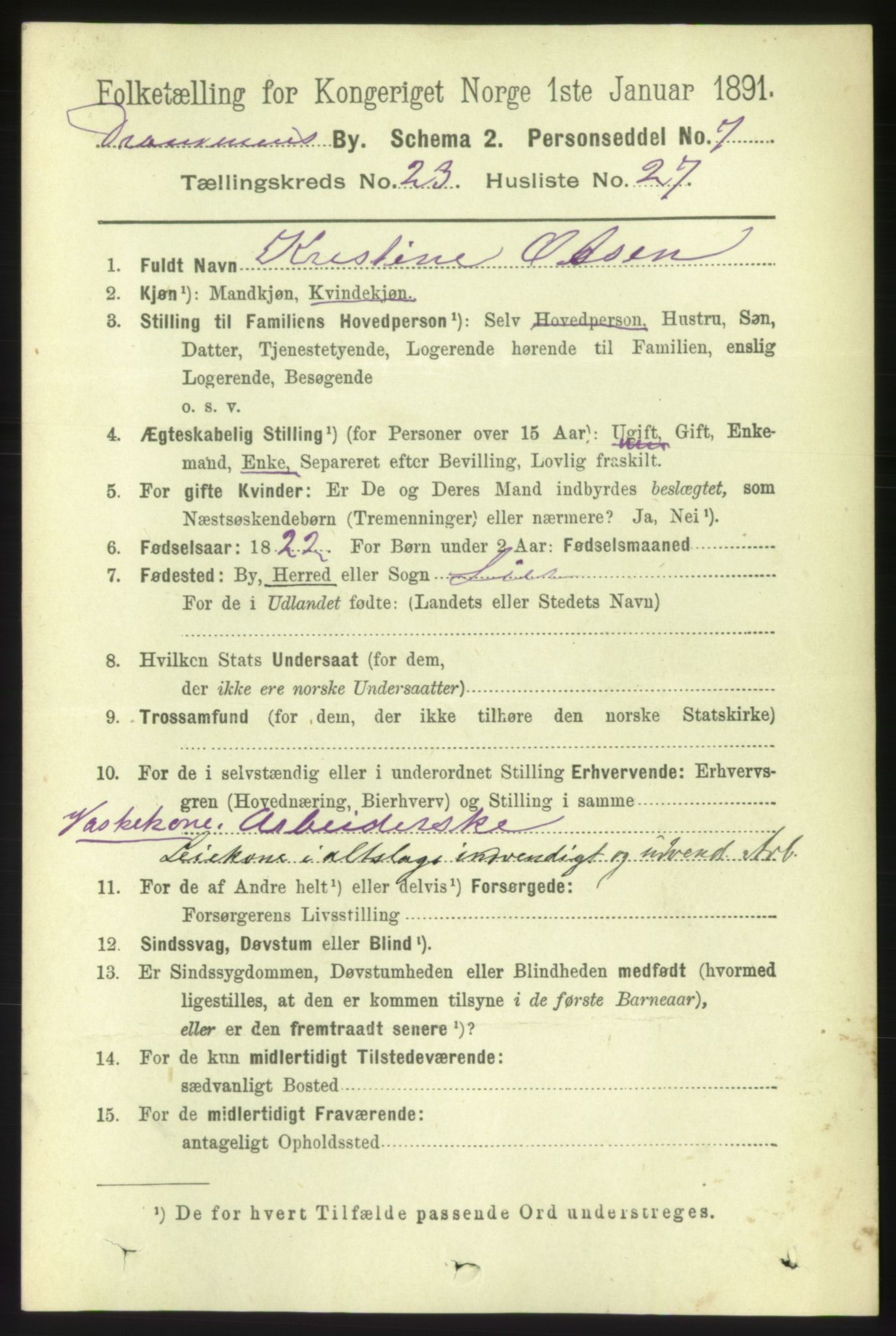 RA, 1891 census for 0602 Drammen, 1891, p. 14536