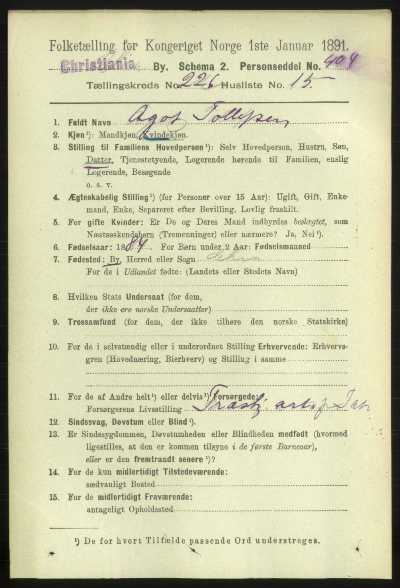 RA, 1891 census for 0301 Kristiania, 1891, p. 138212