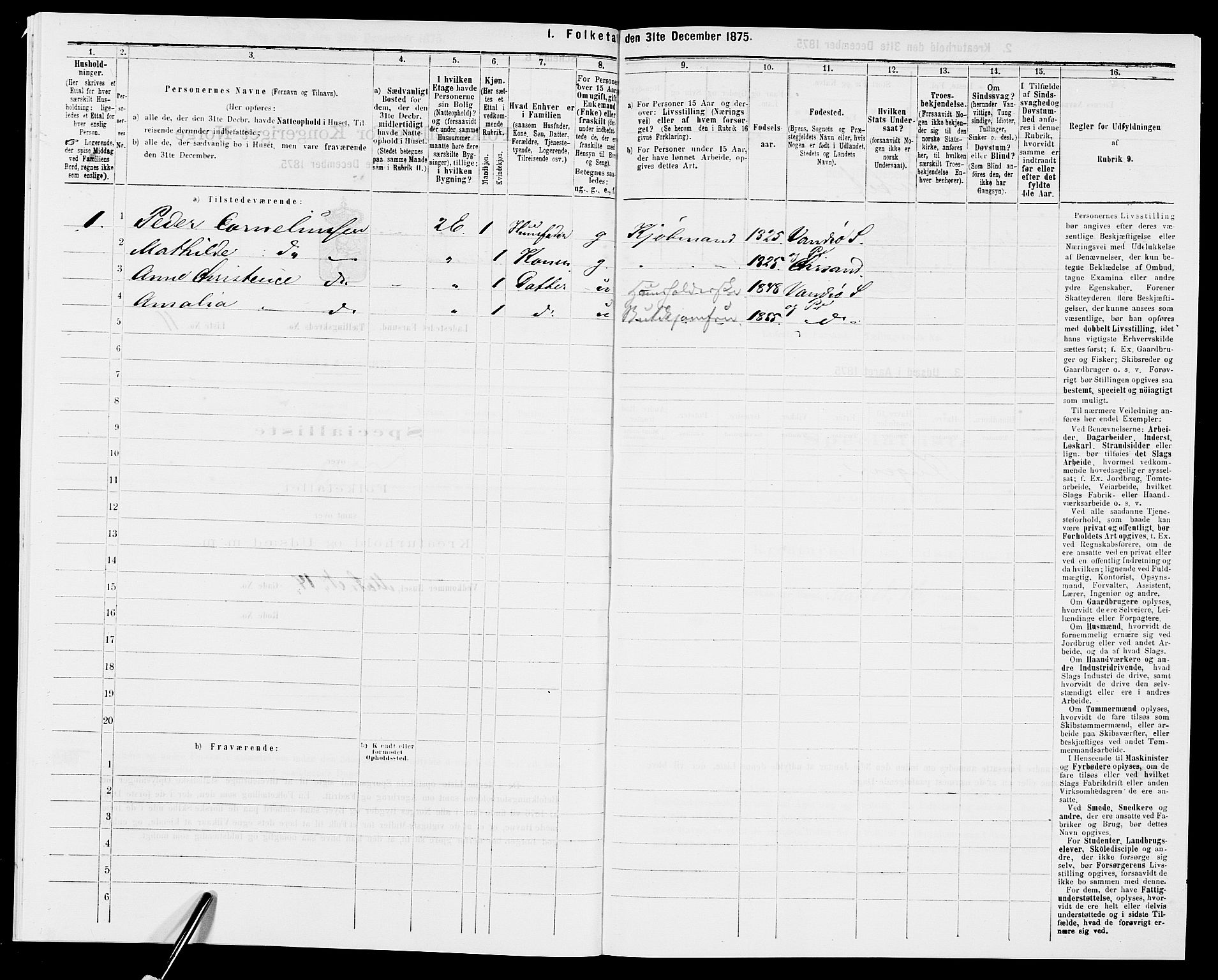SAK, 1875 census for 1003B Vanse/Farsund, 1875, p. 29