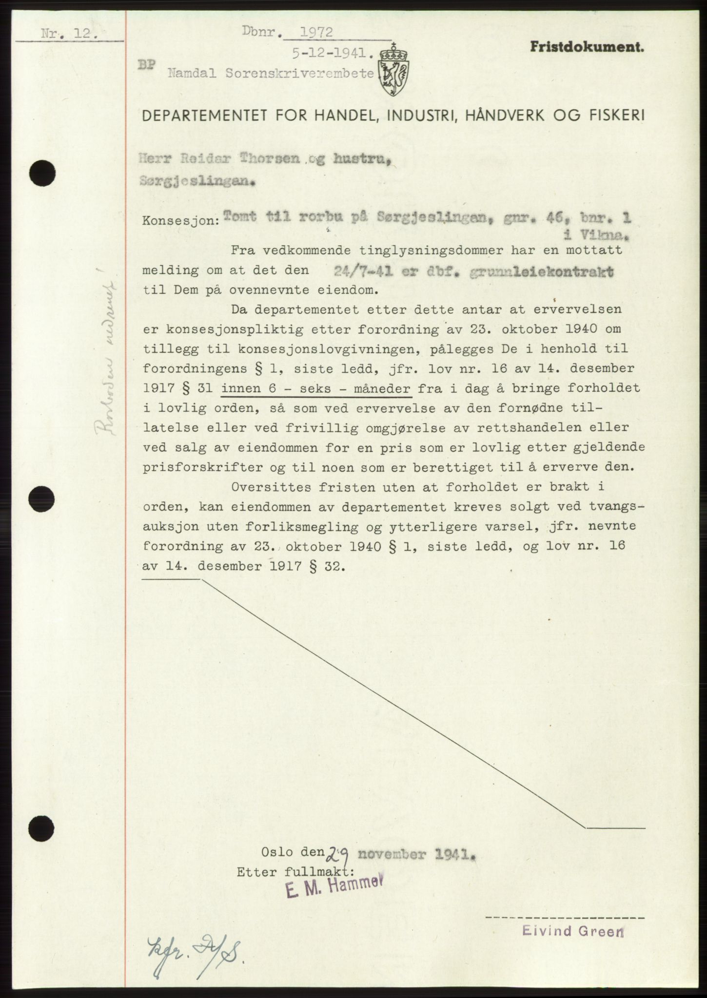 Namdal sorenskriveri, SAT/A-4133/1/2/2C: Mortgage book no. -, 1941-1942, Diary no: : 1972/1941