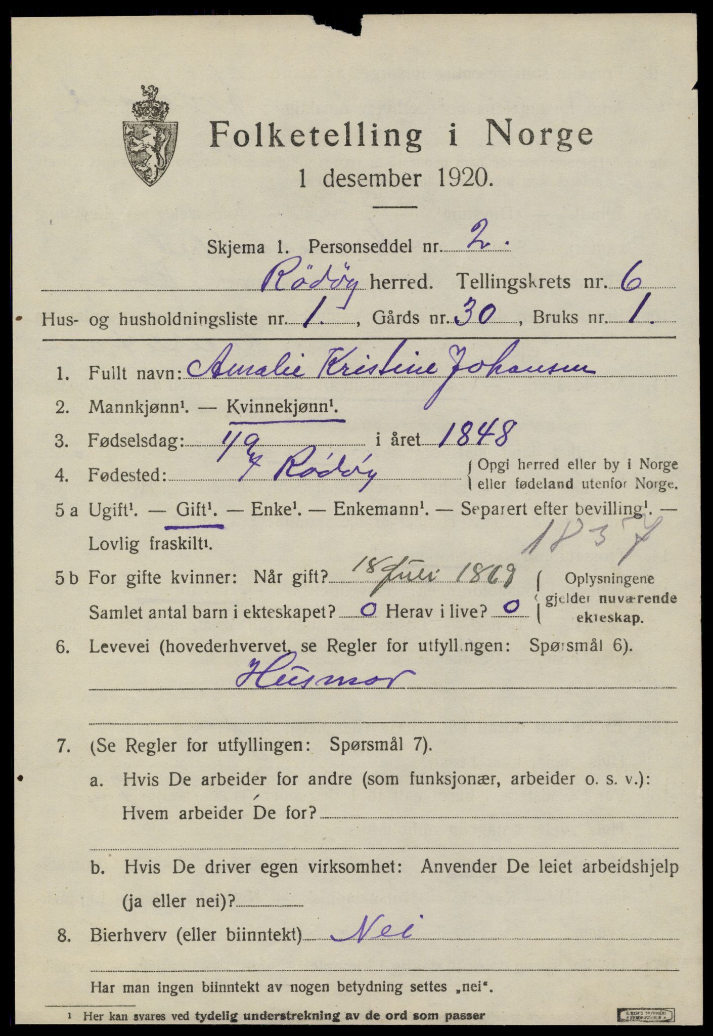 SAT, 1920 census for Rødøy, 1920, p. 3350