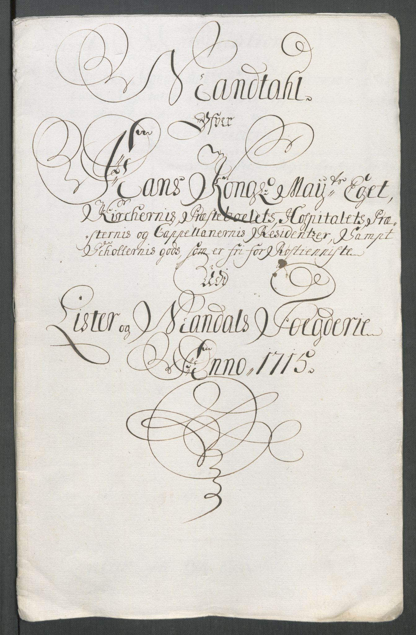 Rentekammeret inntil 1814, Reviderte regnskaper, Fogderegnskap, RA/EA-4092/R43/L2559: Fogderegnskap Lista og Mandal, 1715, p. 19