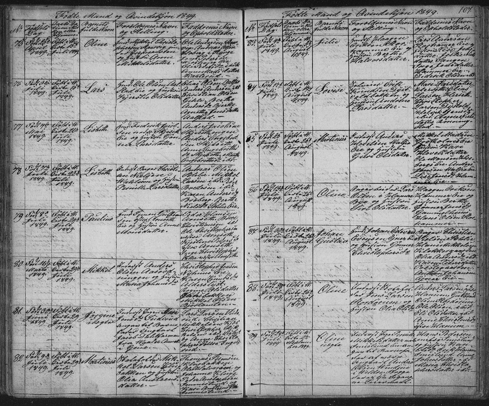 Vang prestekontor, Hedmark, AV/SAH-PREST-008/H/Ha/Hab/L0008: Parish register (copy) no. 8, 1832-1854, p. 107