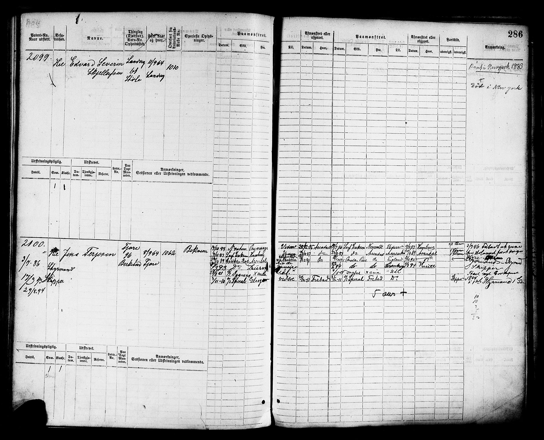 Grimstad mønstringskrets, AV/SAK-2031-0013/F/Fb/L0011: Hovedrulle nr 1529-2290, V-24, 1877-1889, p. 293