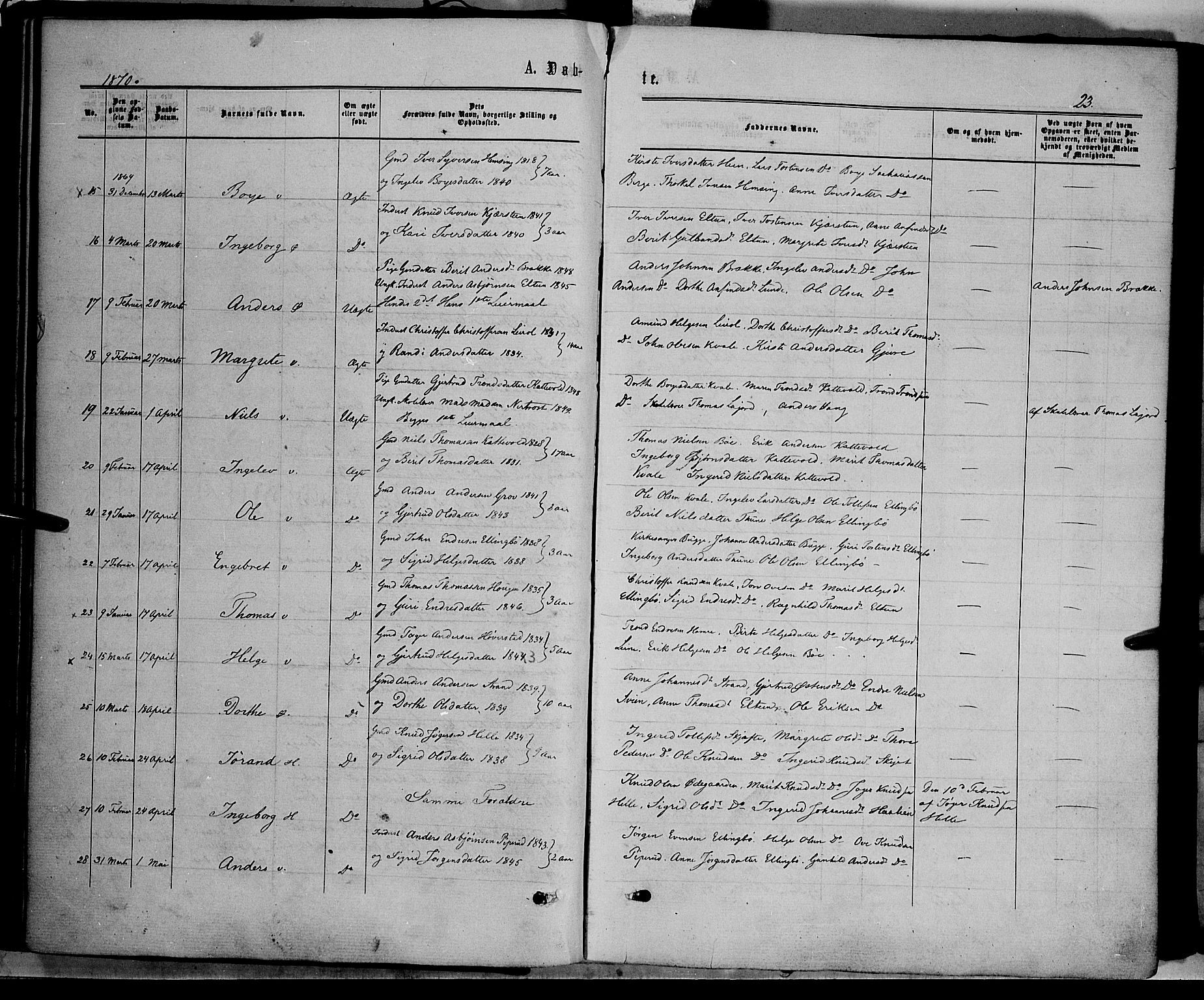 Vang prestekontor, Valdres, SAH/PREST-140/H/Ha/L0007: Parish register (official) no. 7, 1865-1881, p. 23