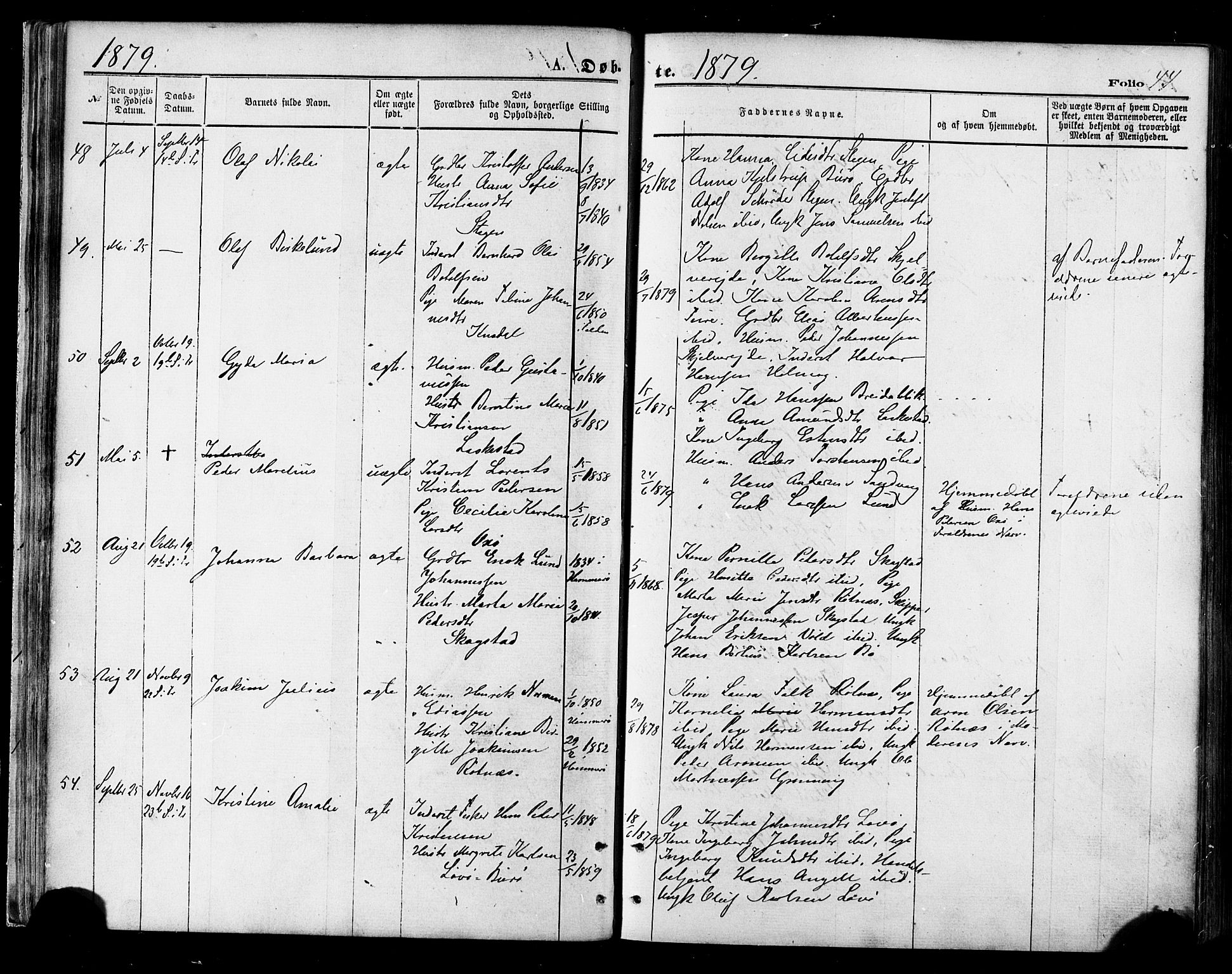 Ministerialprotokoller, klokkerbøker og fødselsregistre - Nordland, AV/SAT-A-1459/855/L0802: Parish register (official) no. 855A10, 1875-1886, p. 44