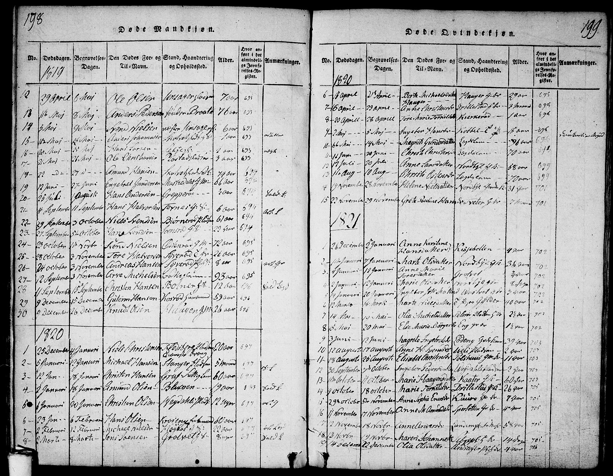 Våler prestekontor Kirkebøker, AV/SAO-A-11083/F/Fa/L0005: Parish register (official) no. I 5, 1815-1839, p. 198-199