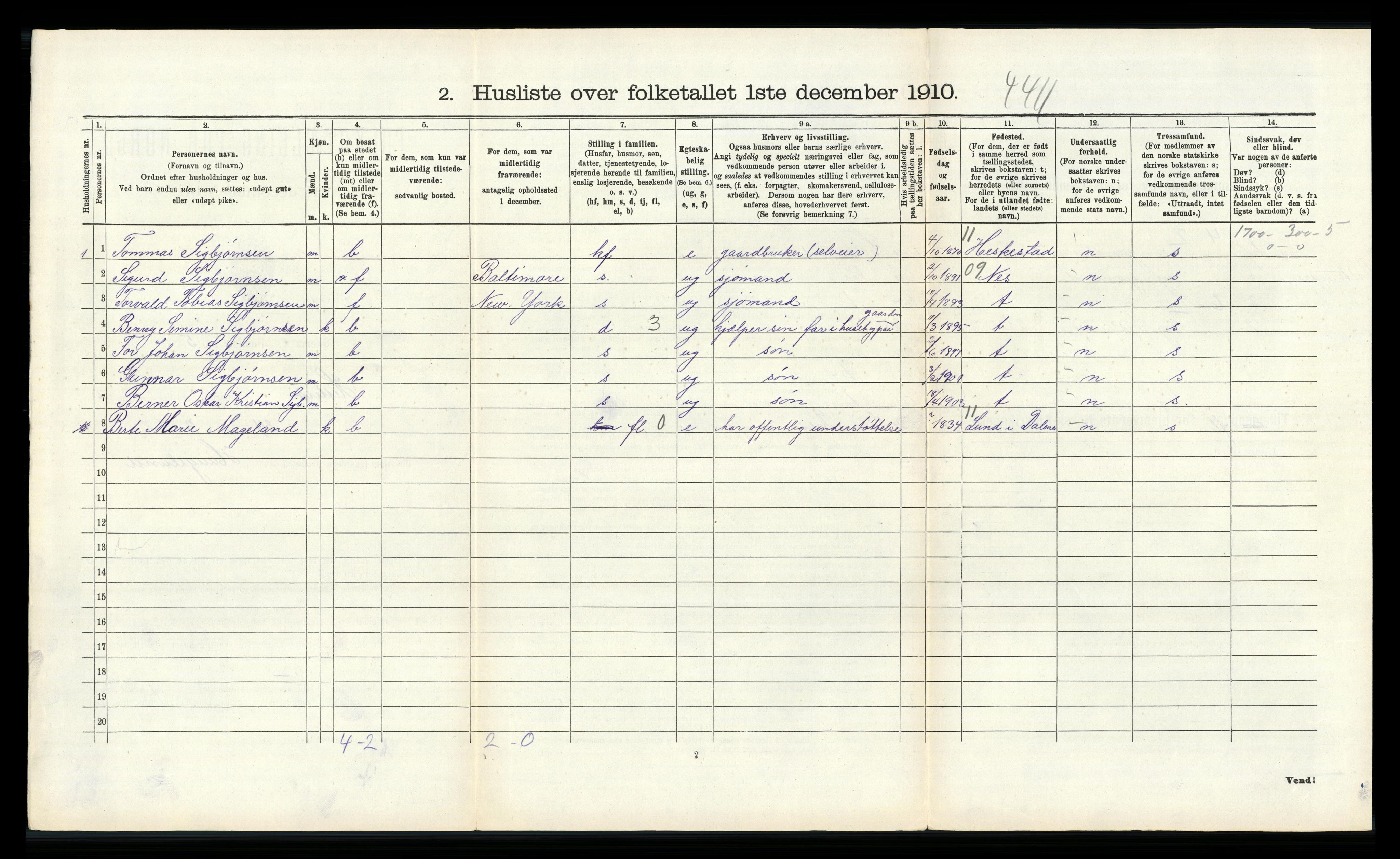 RA, 1910 census for Hidra, 1910, p. 538