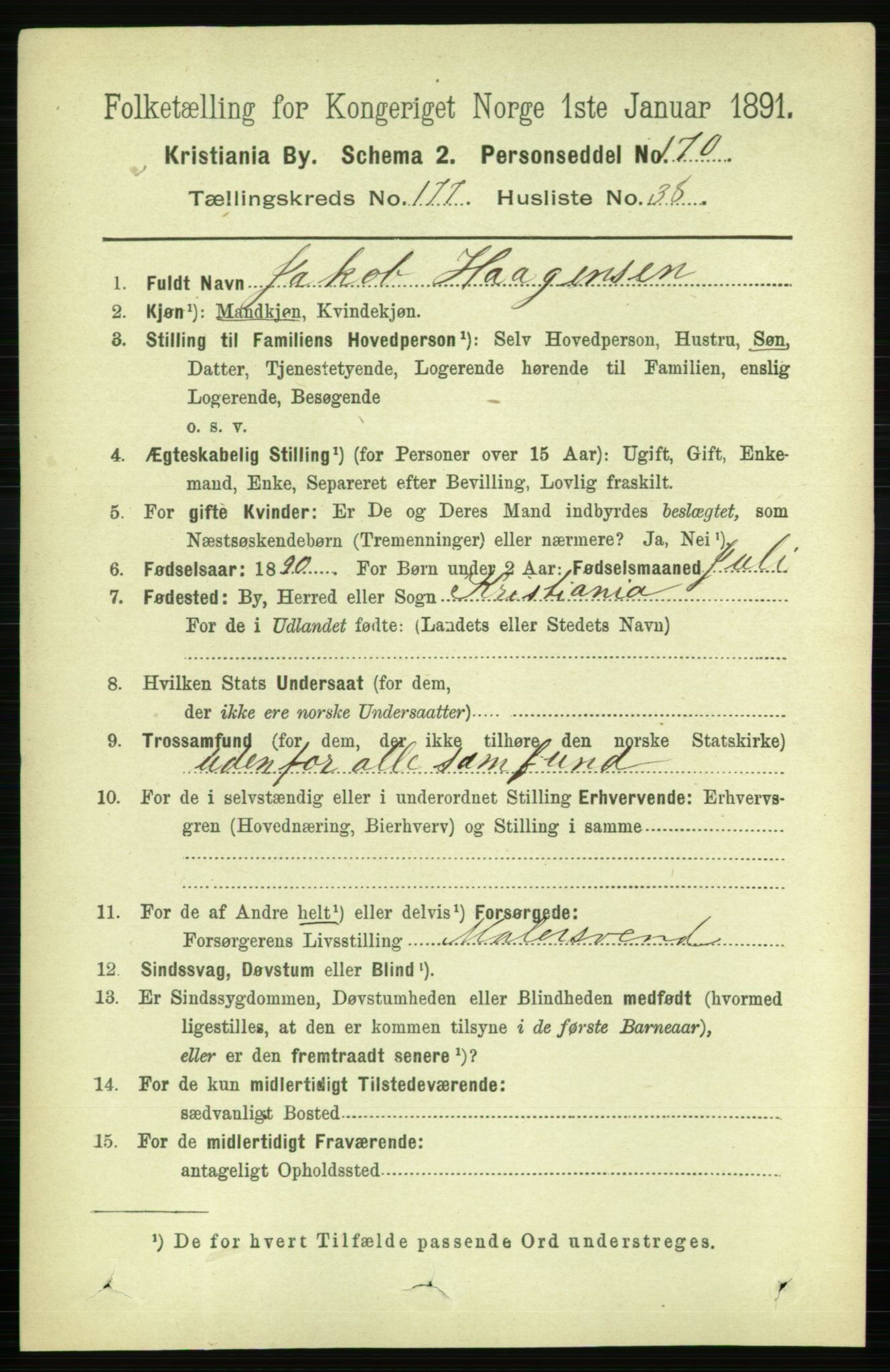 RA, 1891 census for 0301 Kristiania, 1891, p. 107387