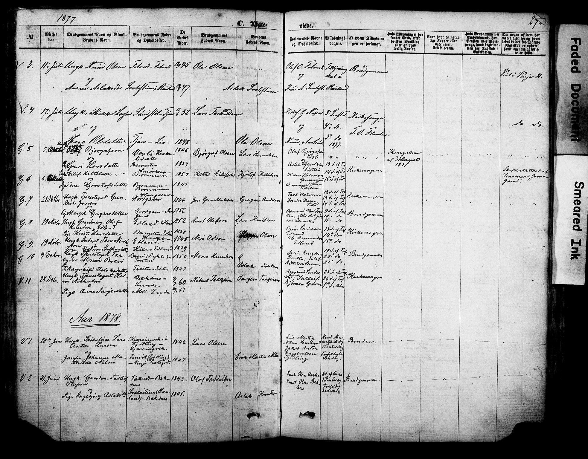 Vinje kirkebøker, AV/SAKO-A-312/F/Fa/L0005: Parish register (official) no. I 5, 1870-1886, p. 278