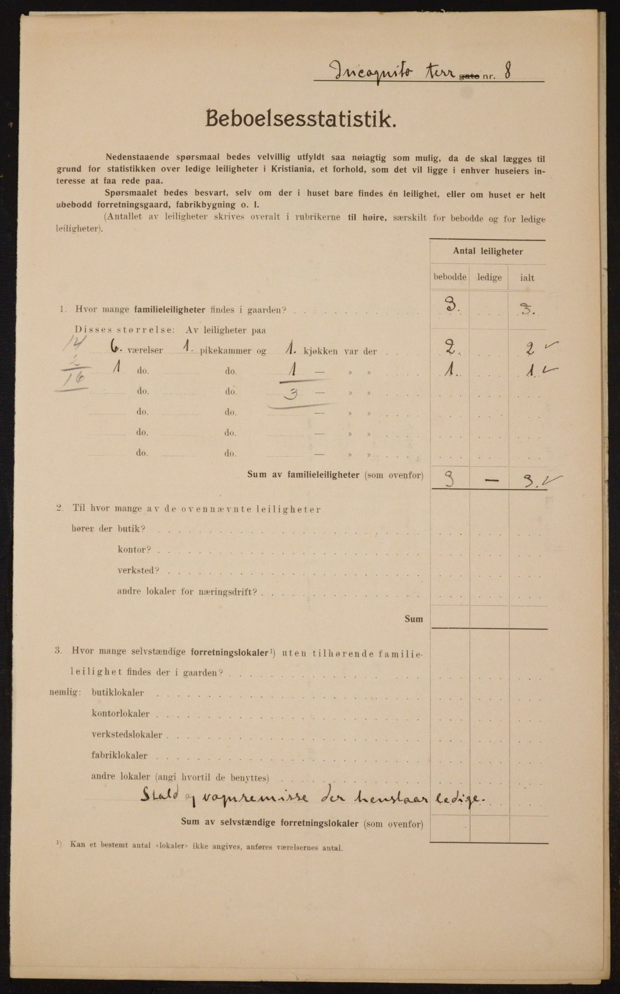 OBA, Municipal Census 1910 for Kristiania, 1910, p. 43398