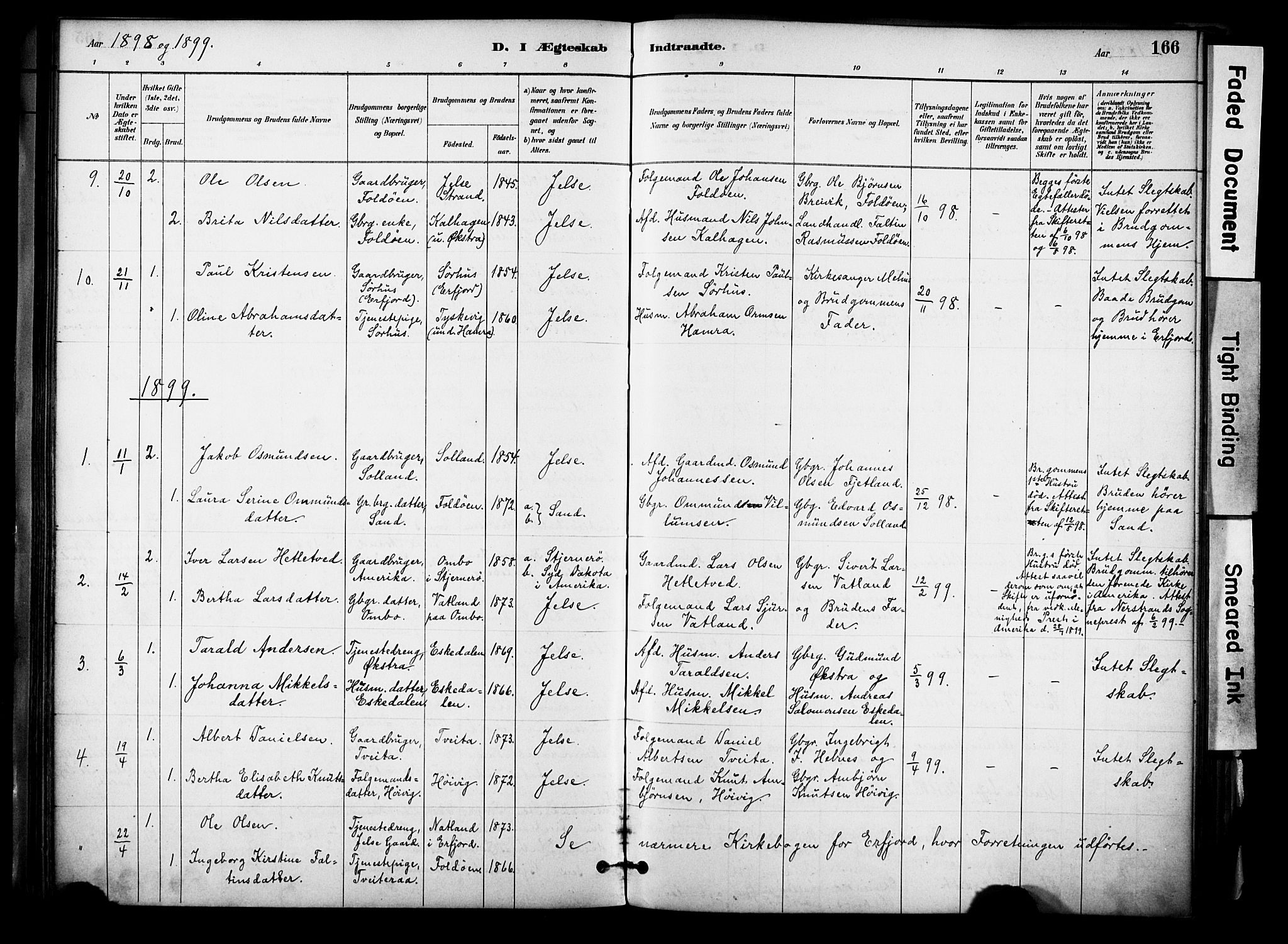 Jelsa sokneprestkontor, SAST/A-101842/01/IV: Parish register (official) no. A 10, 1884-1906, p. 166