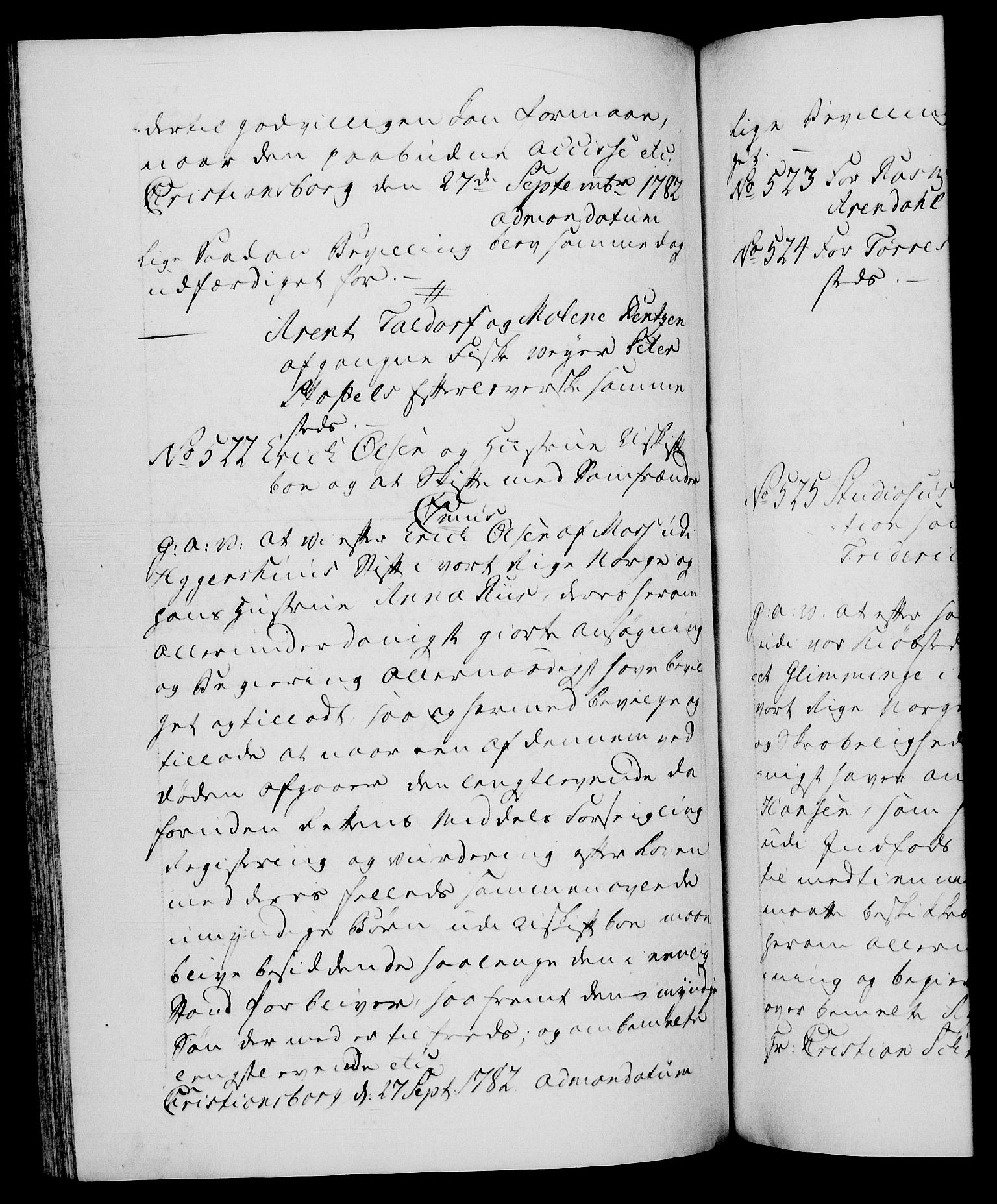 Danske Kanselli 1572-1799, AV/RA-EA-3023/F/Fc/Fca/Fcaa/L0049: Norske registre, 1782-1783, p. 293b