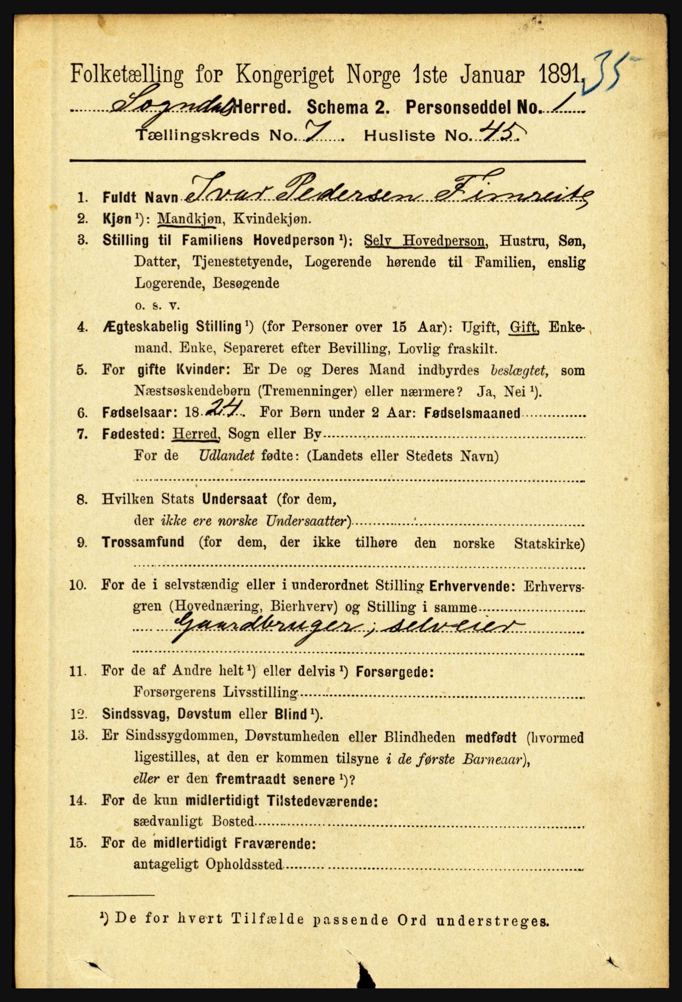 RA, 1891 census for 1420 Sogndal, 1891, p. 3238