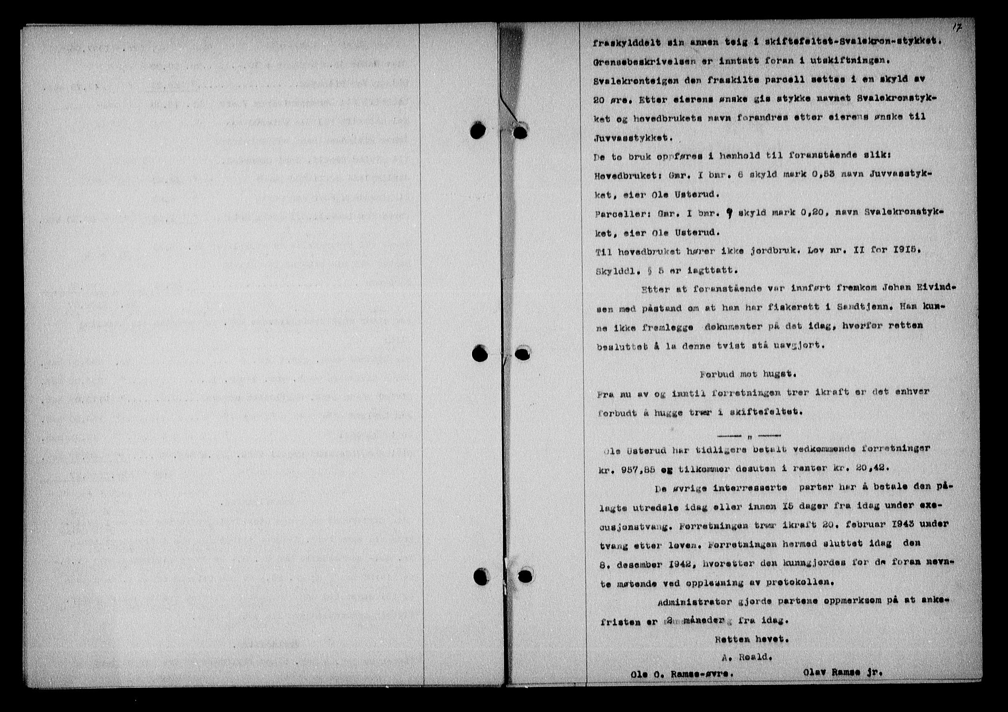 Nedenes sorenskriveri, SAK/1221-0006/G/Gb/Gba/L0050: Mortgage book no. A-IV, 1942-1943, Diary no: : 92/1943