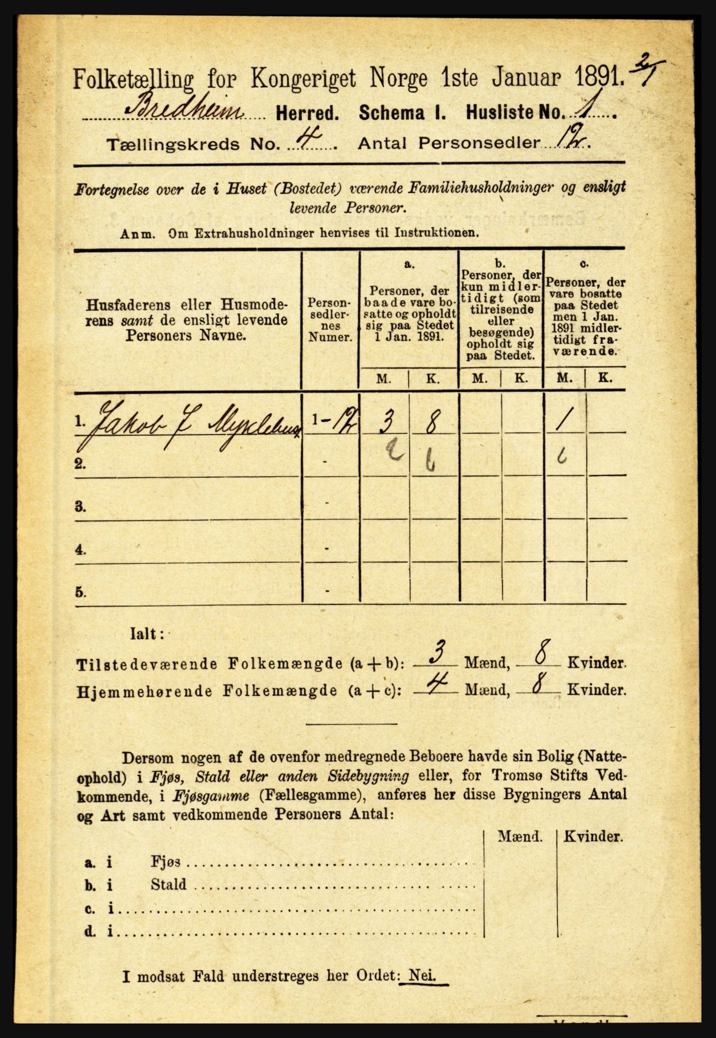 RA, 1891 census for 1446 Breim, 1891, p. 1246