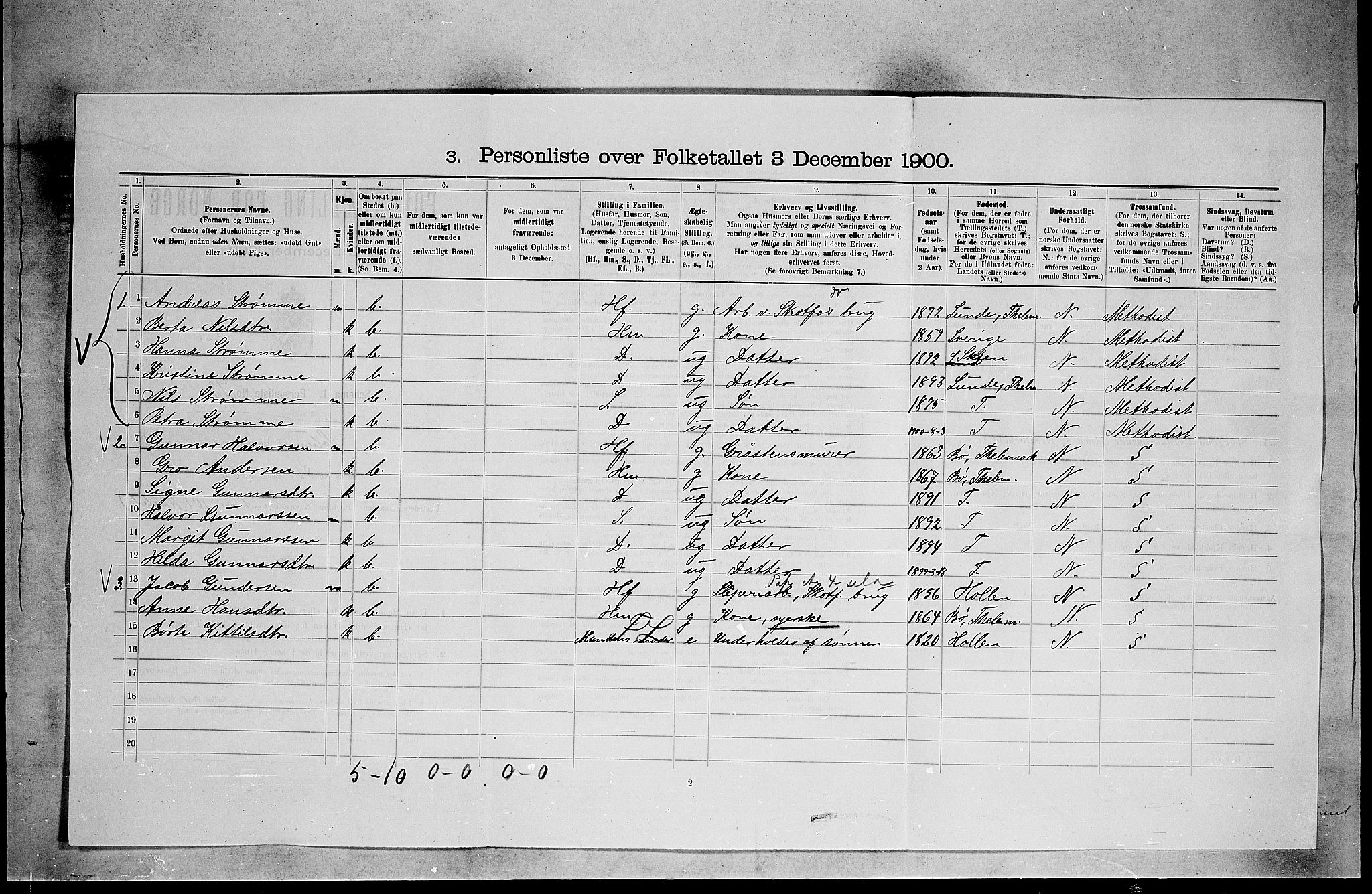 SAKO, 1900 census for Solum, 1900, p. 2451