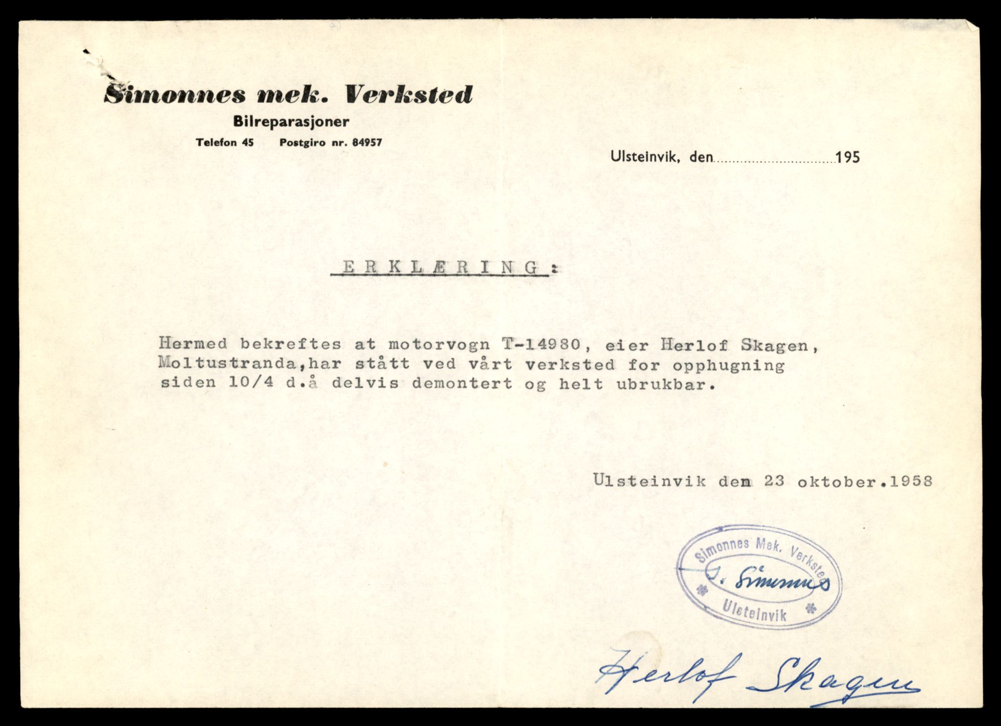 Møre og Romsdal vegkontor - Ålesund trafikkstasjon, AV/SAT-A-4099/F/Fe/L0049: Registreringskort for kjøretøy T 14864 - T 18613, 1927-1998, p. 2747