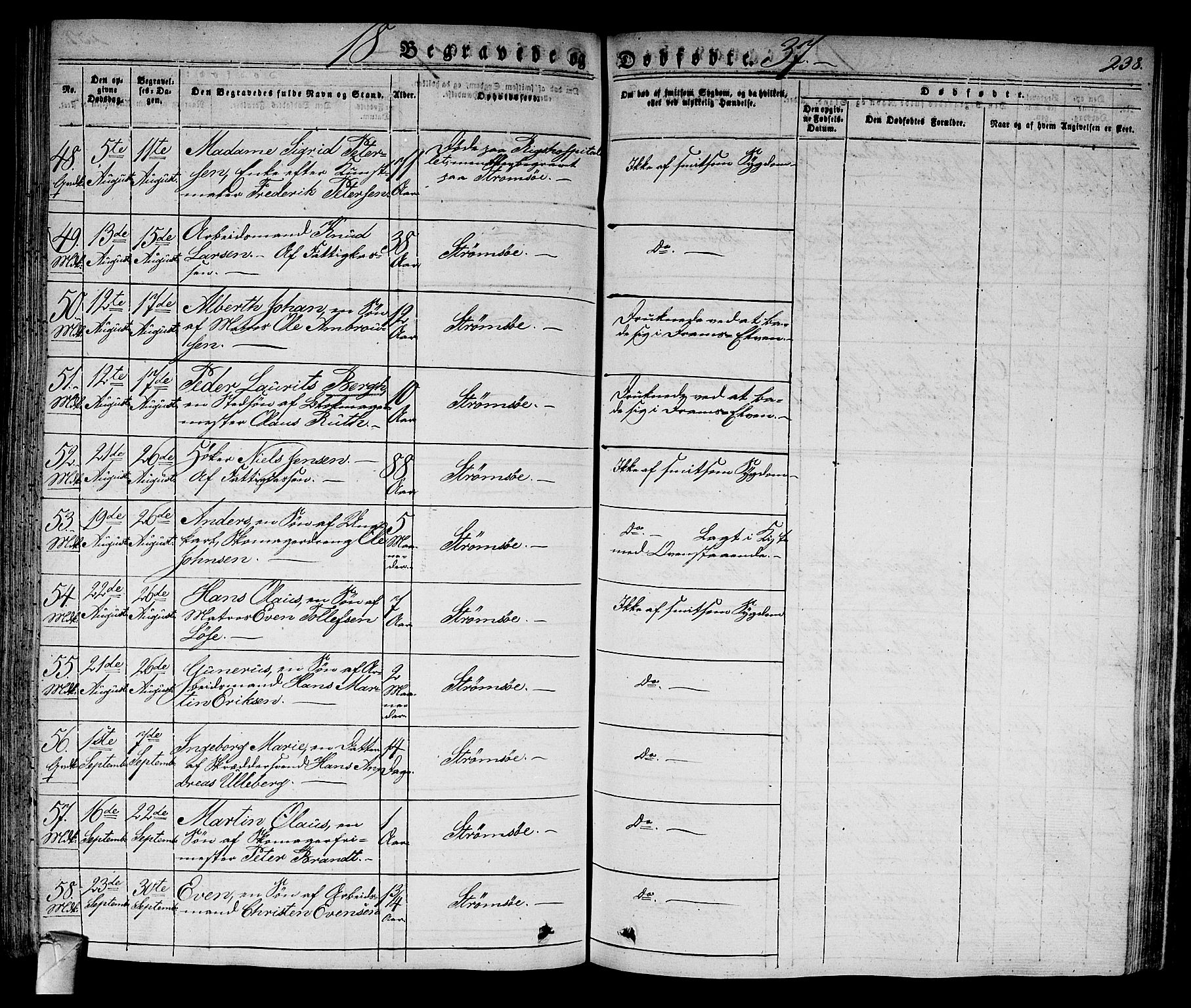 Strømsø kirkebøker, SAKO/A-246/F/Fa/L0012: Parish register (official) no. I 12, 1830-1847, p. 238