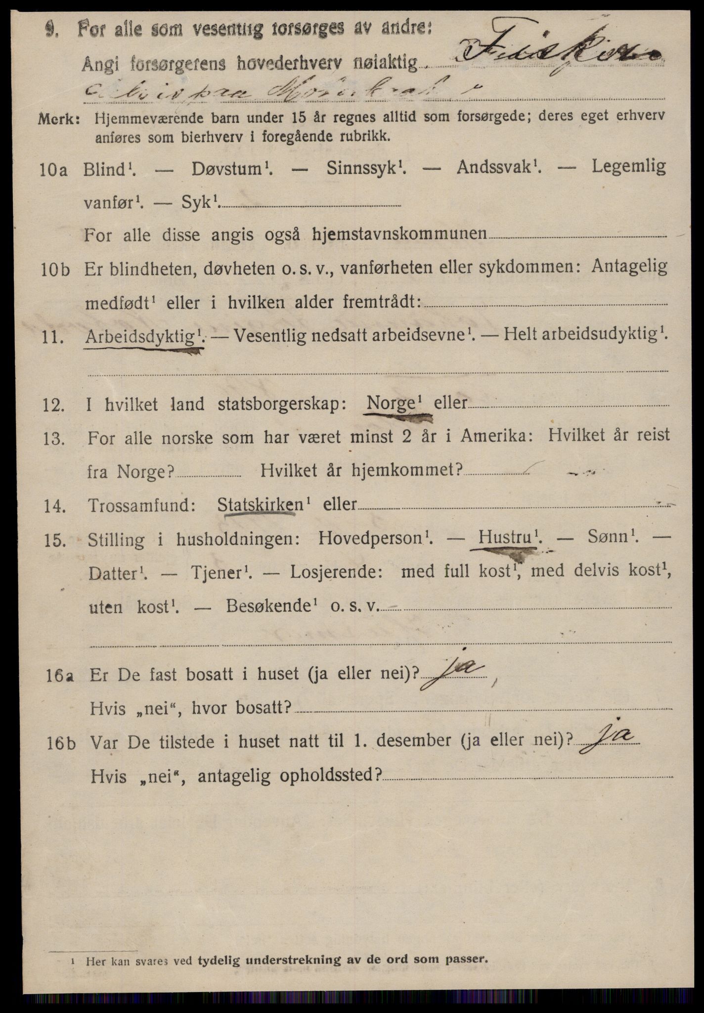 SAT, 1920 census for Hopen, 1920, p. 2355