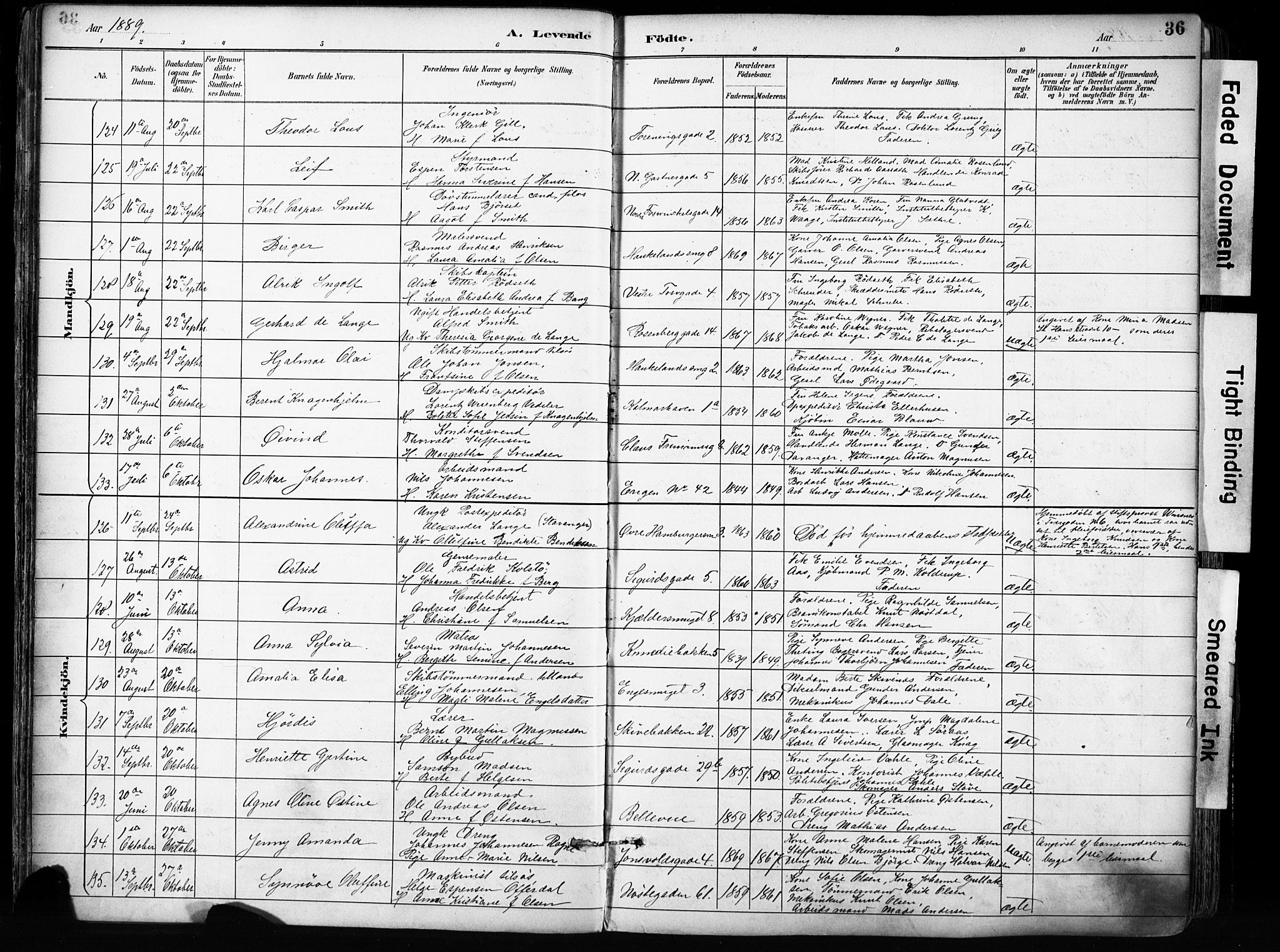 Domkirken sokneprestembete, AV/SAB-A-74801/H/Haa/L0024: Parish register (official) no. B 7, 1888-1903, p. 36