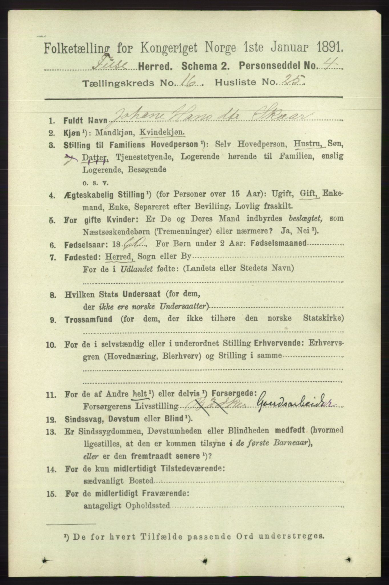 RA, 1891 census for 1241 Fusa, 1891, p. 3742