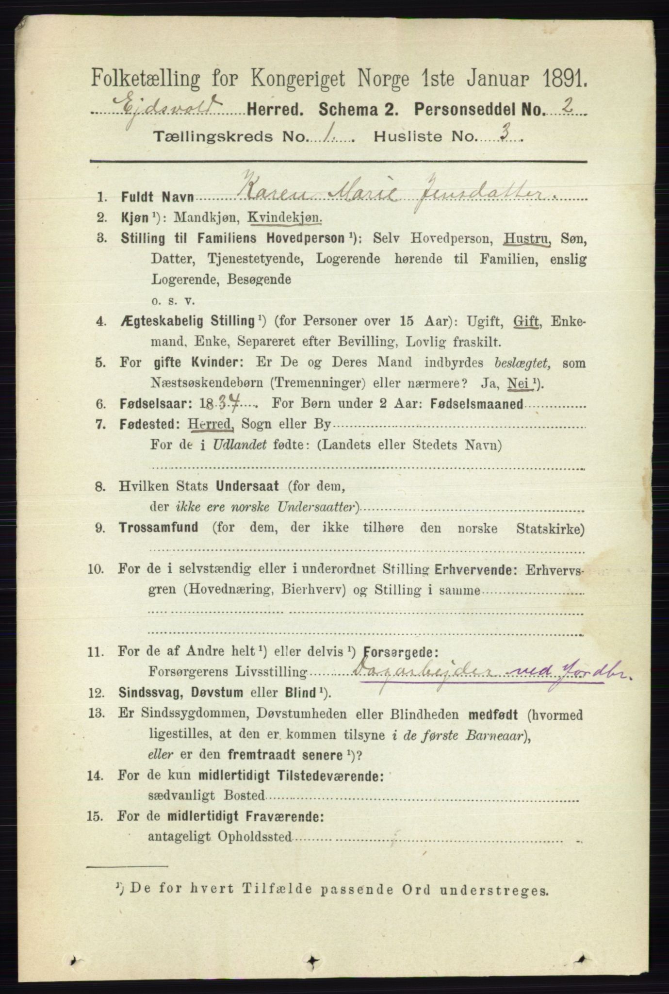 RA, 1891 census for 0237 Eidsvoll, 1891, p. 209